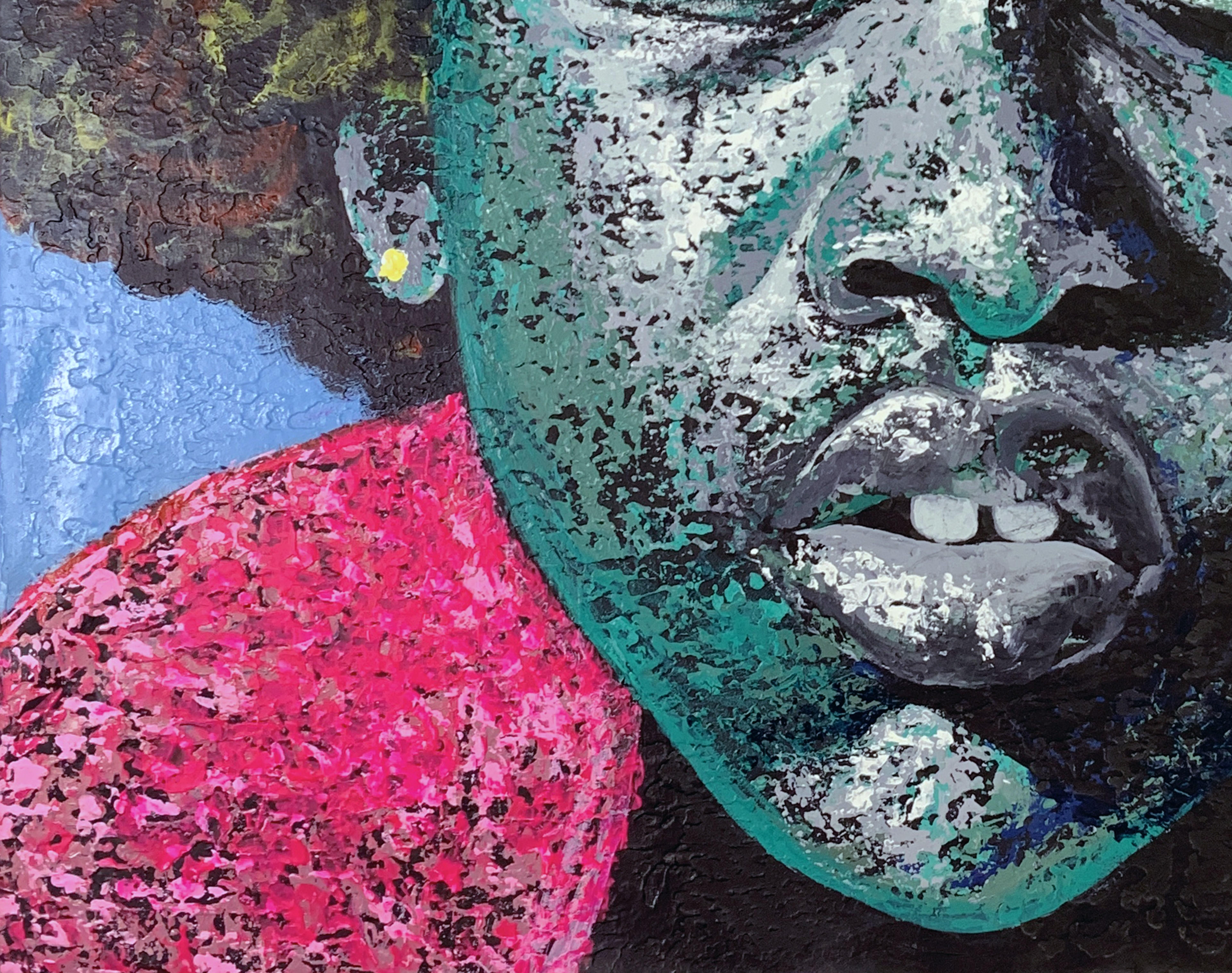 Breathe - Zeitgenössische Porträtmalerei (Abstrakter Impressionismus), Painting, von Bukola Orioye