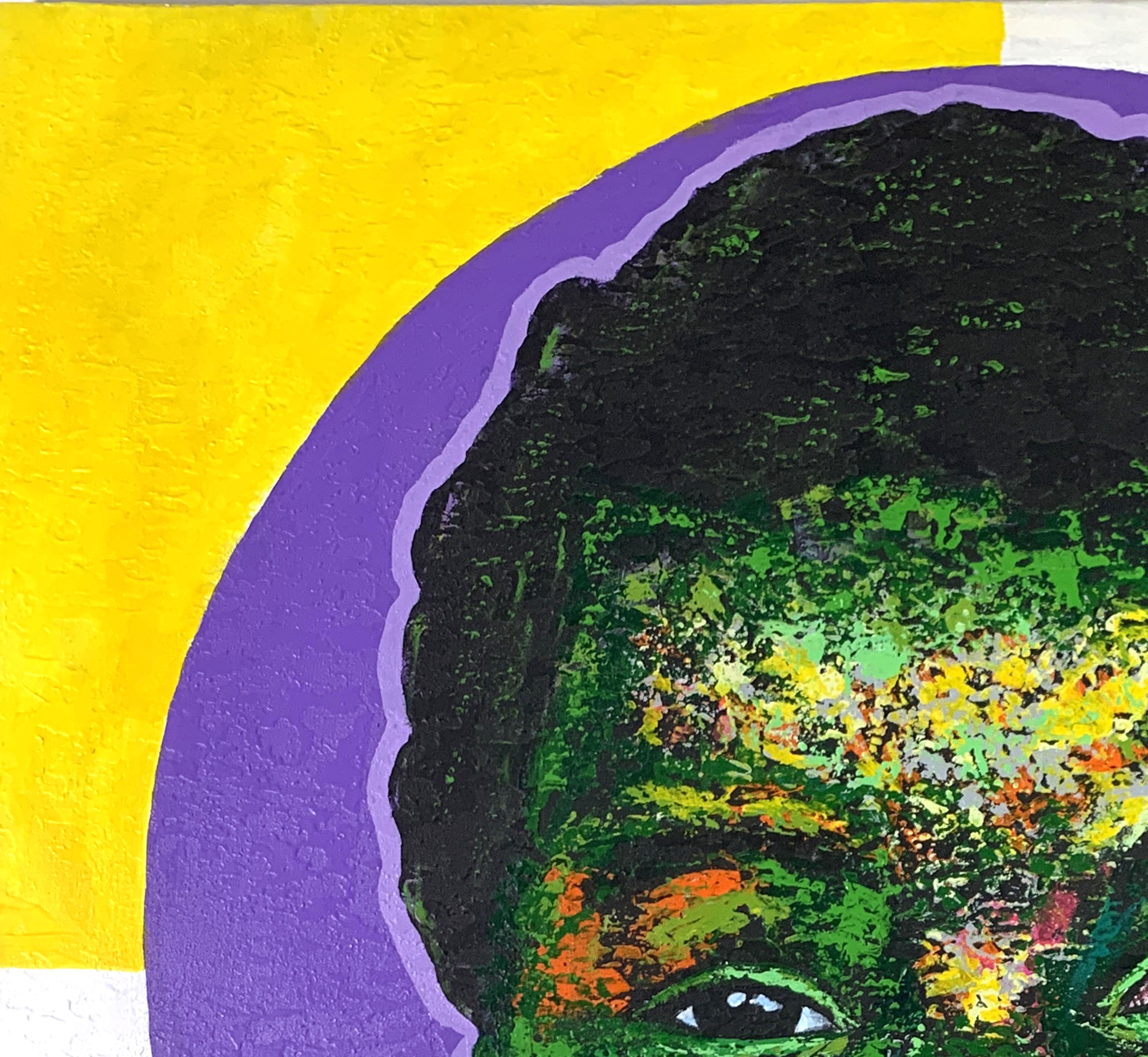 Divinity (Radiant Innocence) - Contemporary Portrait of a Joyful Smiling Child - Painting by Bukola Orioye