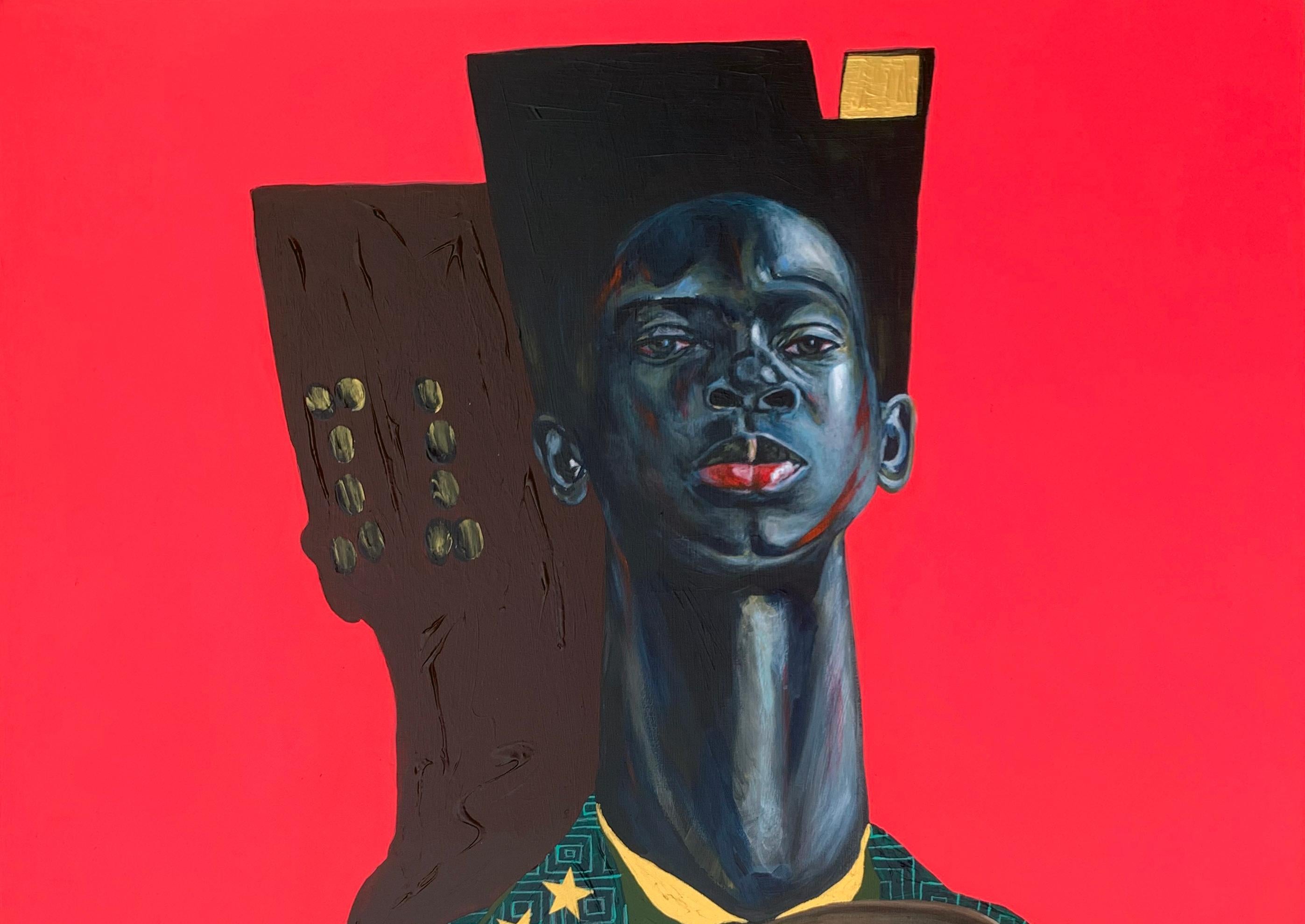 Invictus - Siglo XXI, Contemporáneo, Figurativo, Comentario cultural, África - Painting de Bukola Orioye