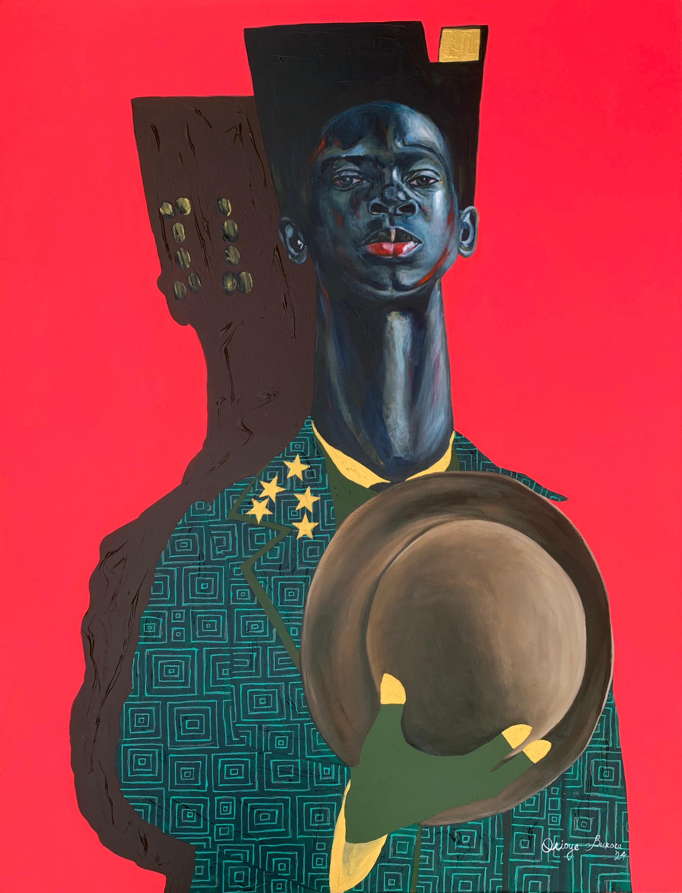 Figurative Painting de Bukola Orioye - Invictus - Siglo XXI, Contemporáneo, Figurativo, Comentario cultural, África