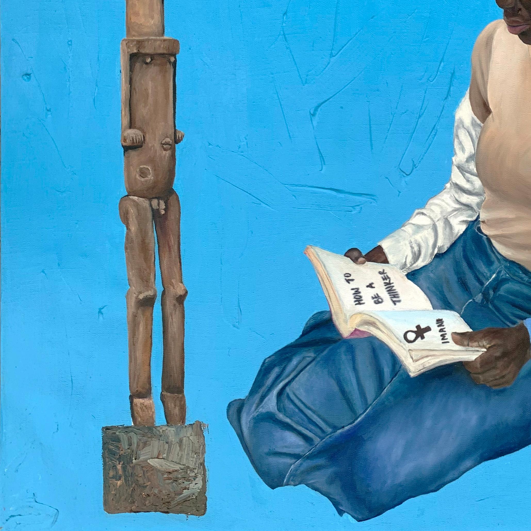 Imparare, disimparare e reimparare l'Africa - Figurative Painting Blu di Bukola Orioye