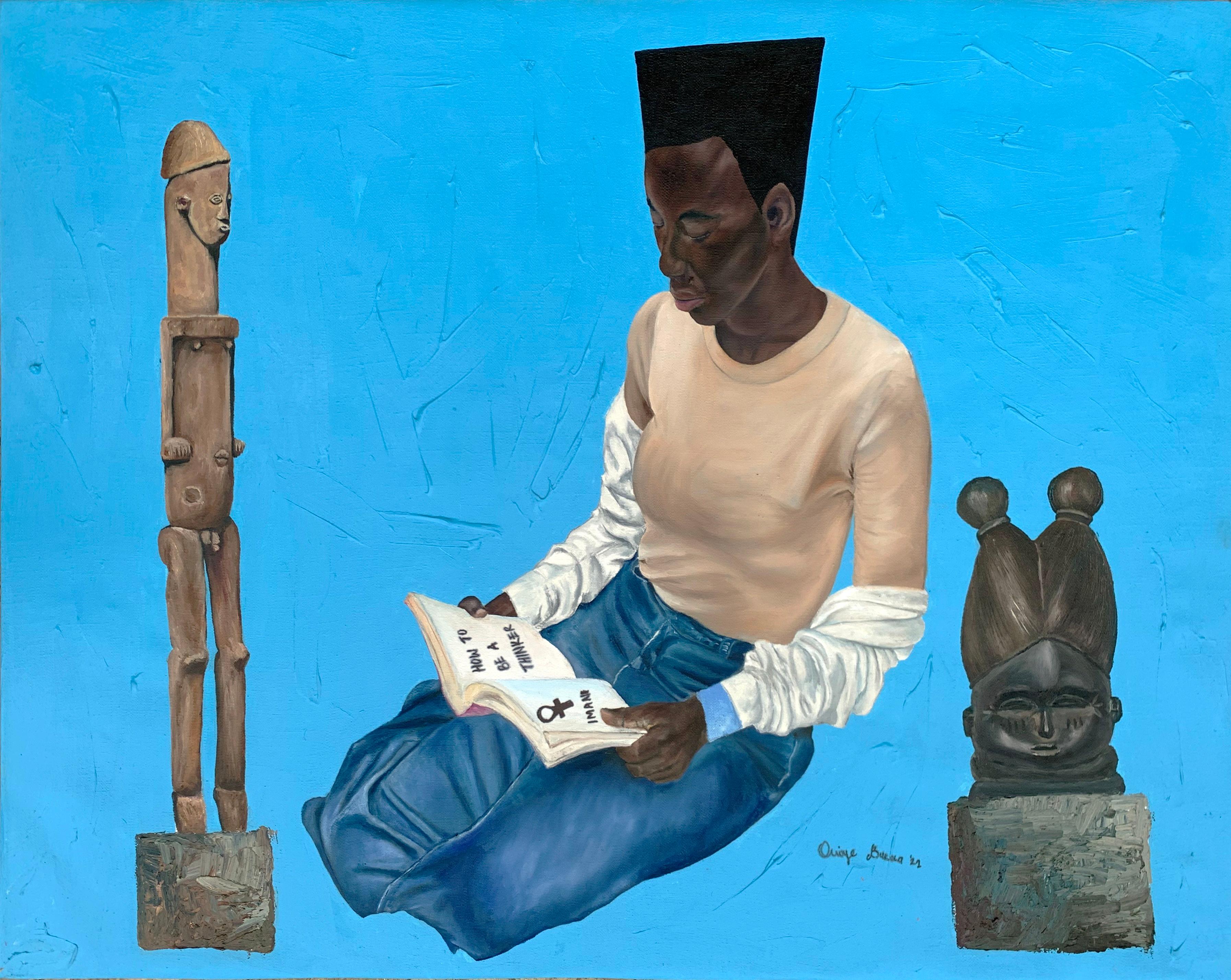 Bukola Orioye Figurative Painting - Learn, Unlearn and Relearn Africa