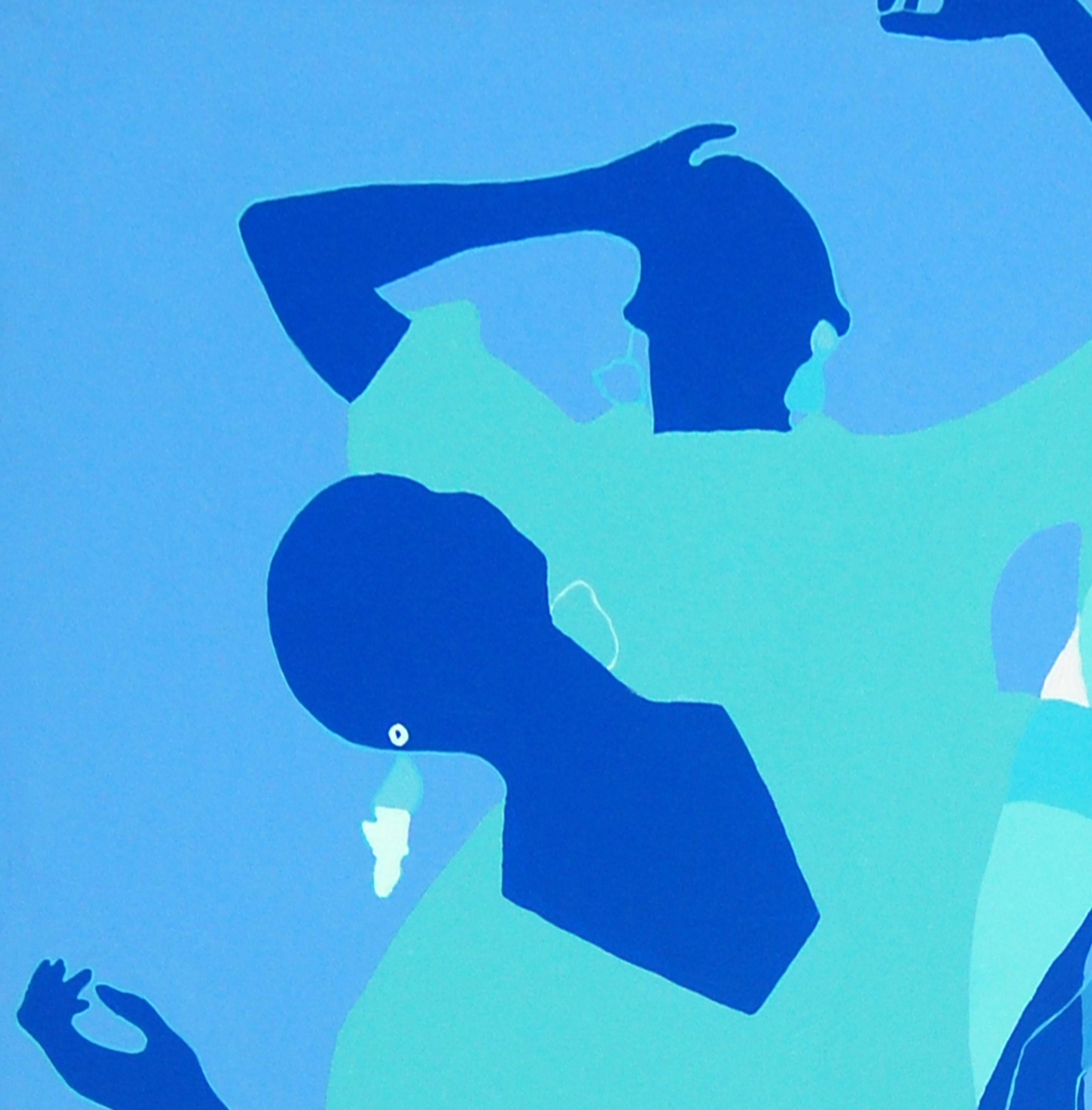 Okan soso Oga - Contemporary Abstract minimalistic modern African painting - Blue Figurative Painting by Bukola Orioye