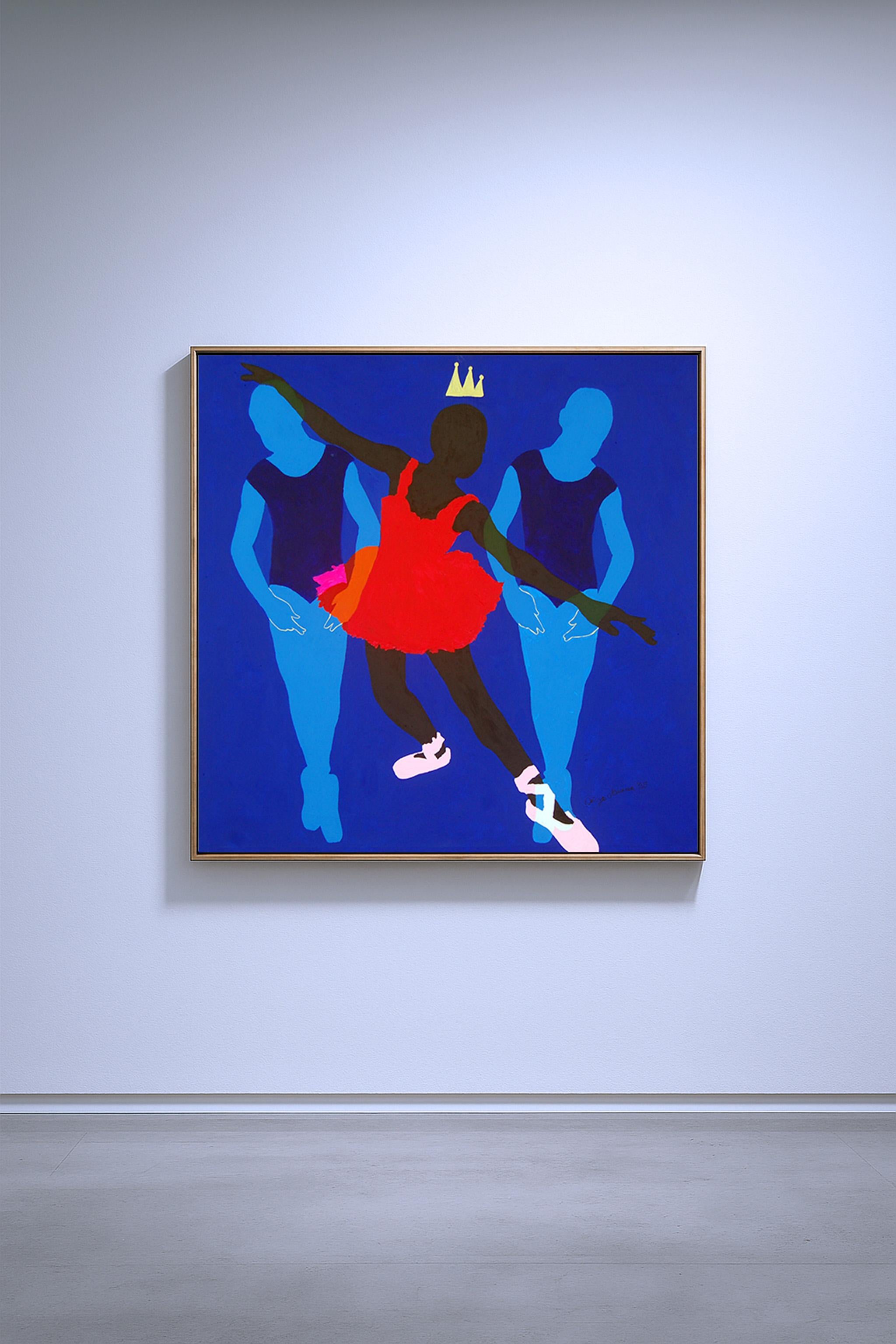 Okin (Peacock) - Conceptual abstract minimalist African painting For Sale 4