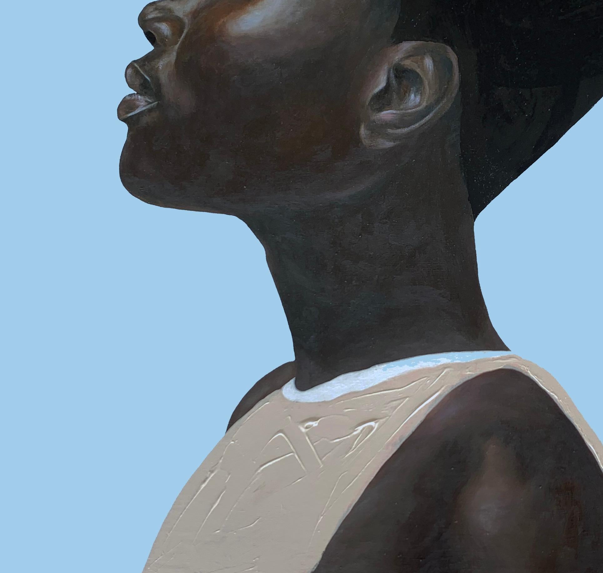 Seek Within 2 - Blue Figurative Painting by Bukola Orioye