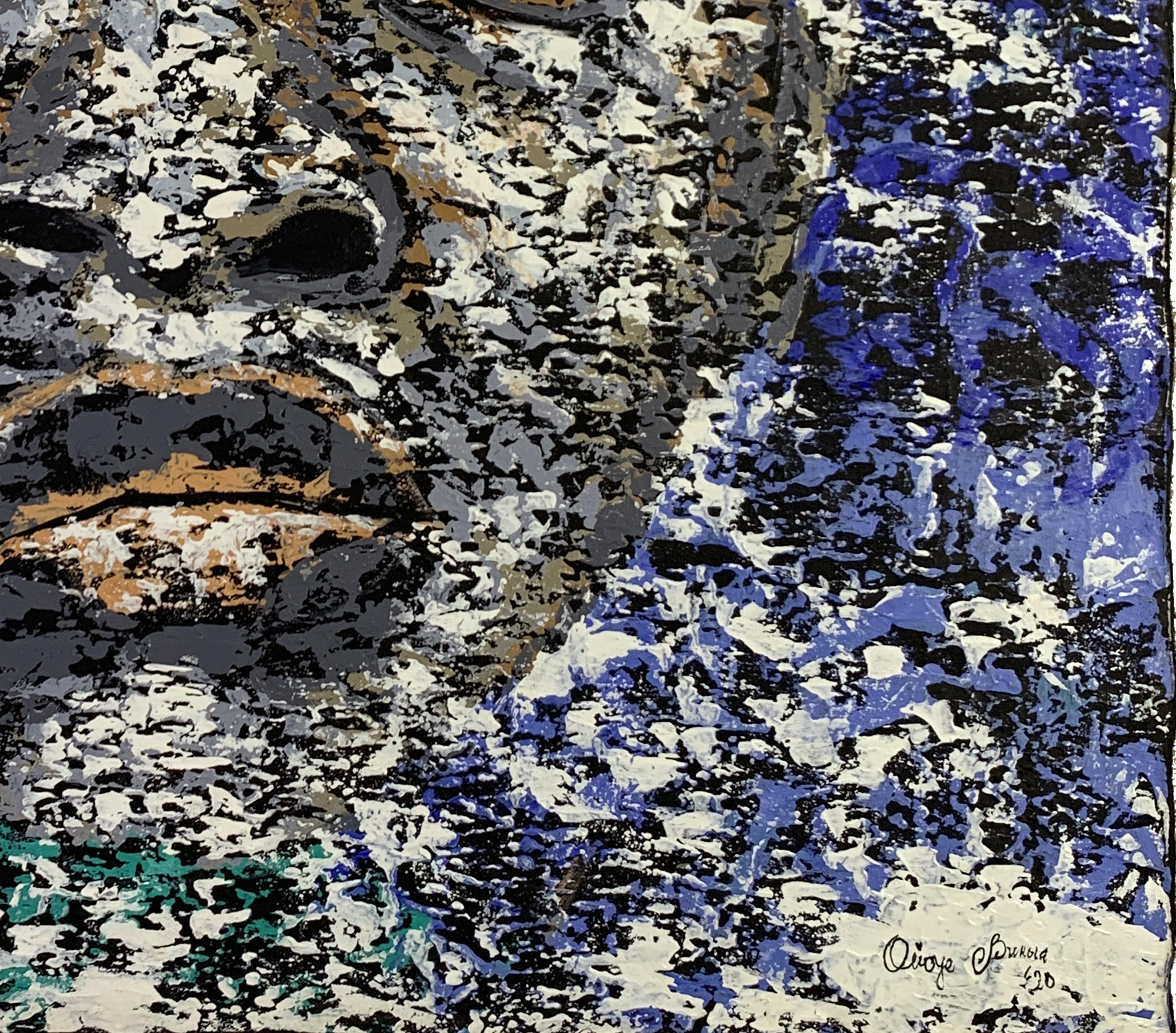 Submerged - Original zeitgenössisches afrikanisches Porträt (Abstrakter Impressionismus), Painting, von Bukola Orioye