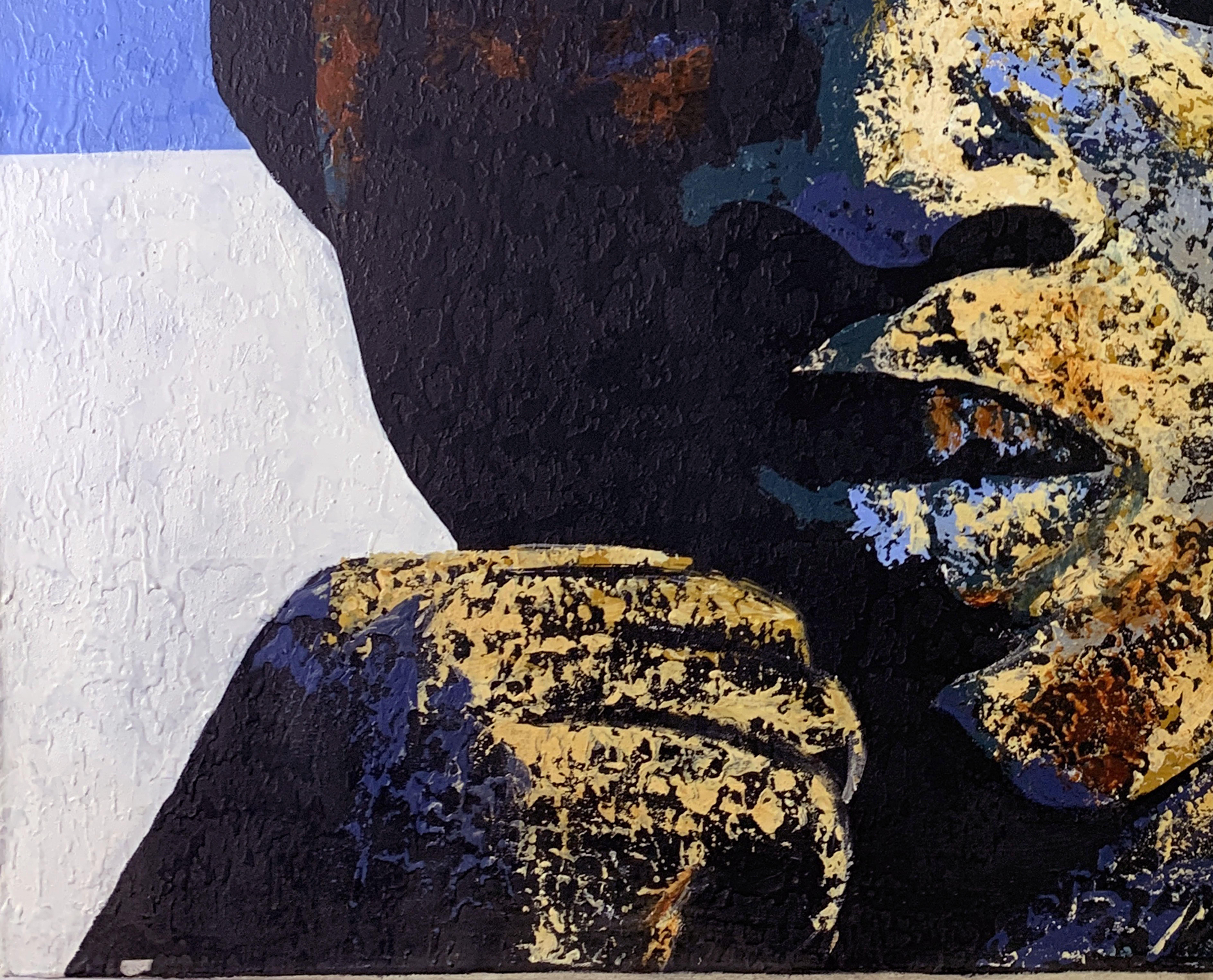 Why Not Me - Bold Portrait of African Boy  Contemporary Textured Expressionist - Painting by Bukola Orioye