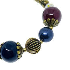 BULATTI signed vintage gold tone glass beads designer bracelet