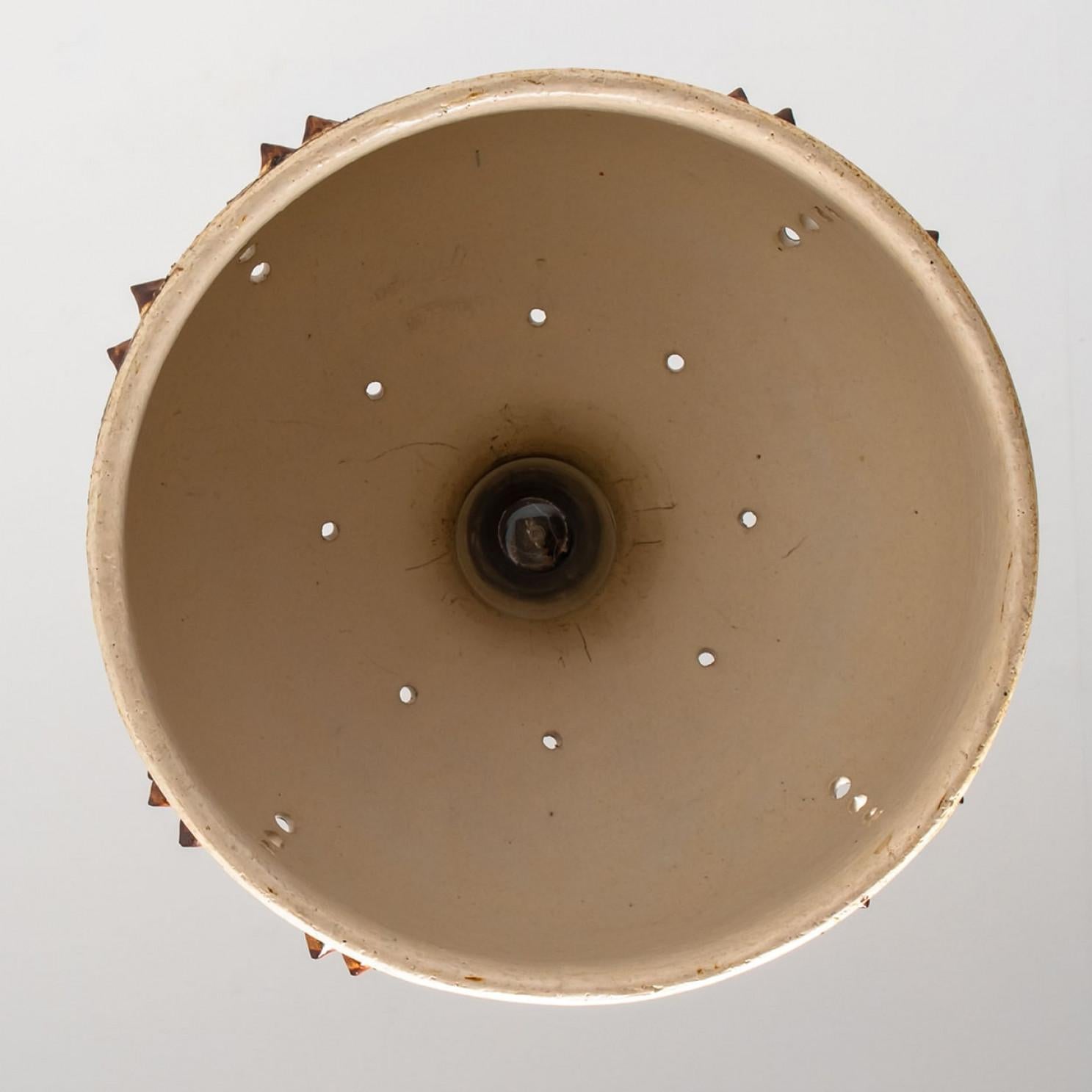 Late 20th Century Bulb Brown Yellow Terra Ceramic Pendant Light, Denmark, 1970 For Sale