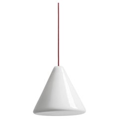 BULB Cone Ceiling Lamp Medium with Dark Red Cable by Pedro Sottomayor
