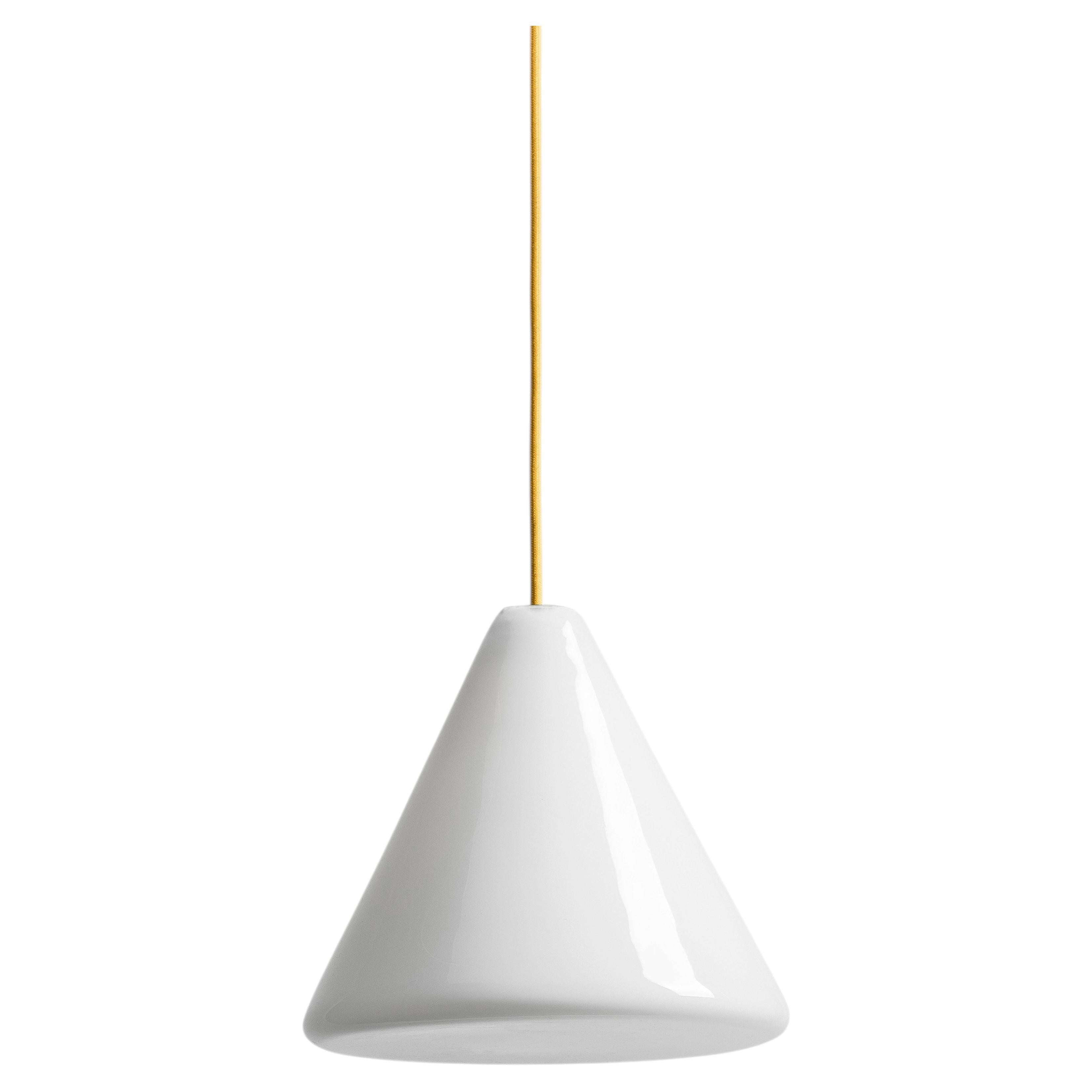 BULB Cone Ceiling Lamp Medium with Yellow Cable by Pedro Sottomayor
