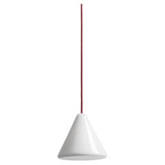 BULB Cone Ceiling Lamp Small with Dark Red Cable by Pedro Sottomayor