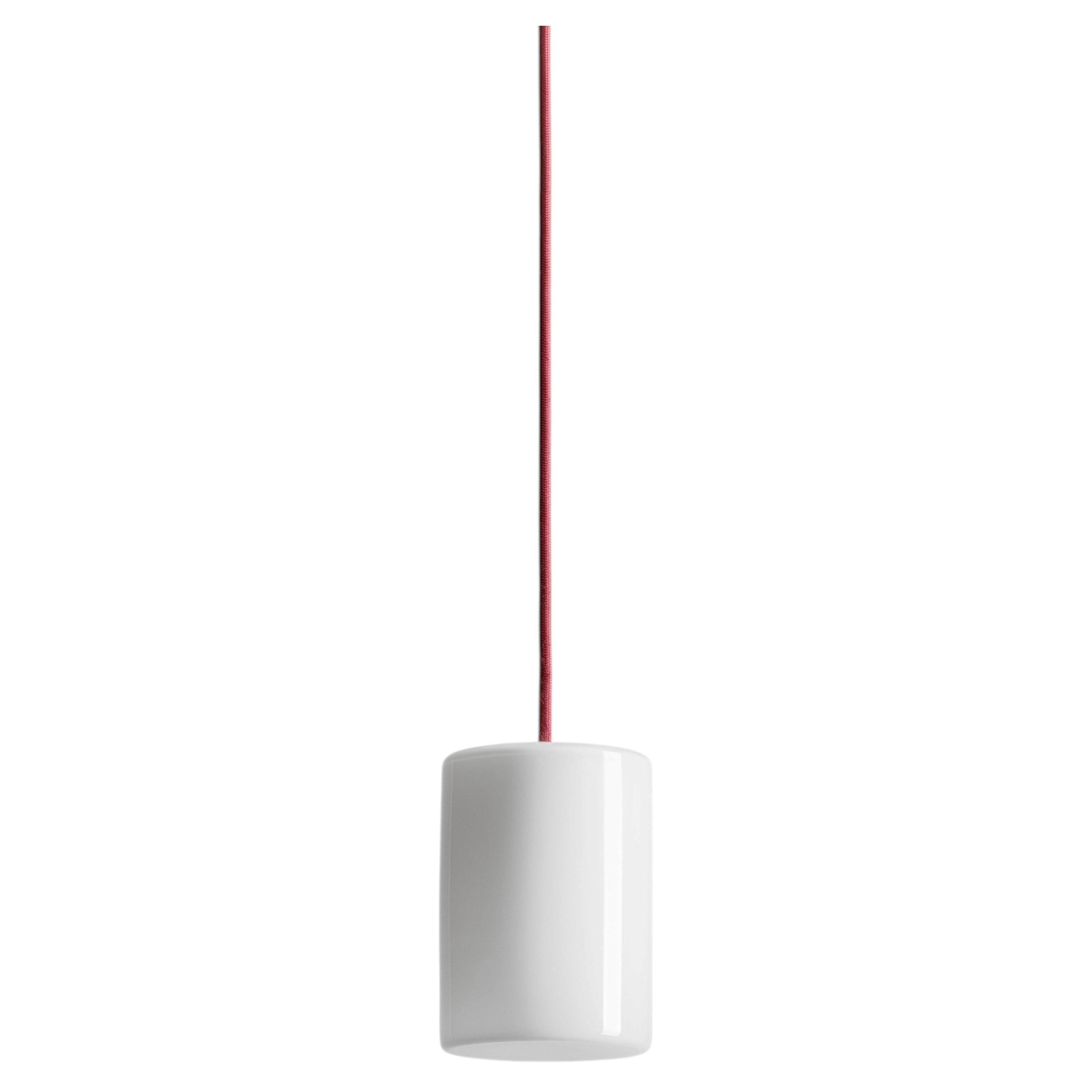 BULB Cylinder Ceiling Lamp Small with Dark Red Cable