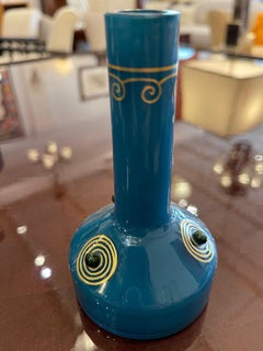 Art Deco Bulb Glass Vases, Teal Art Glass, Austria, Early 20th Century