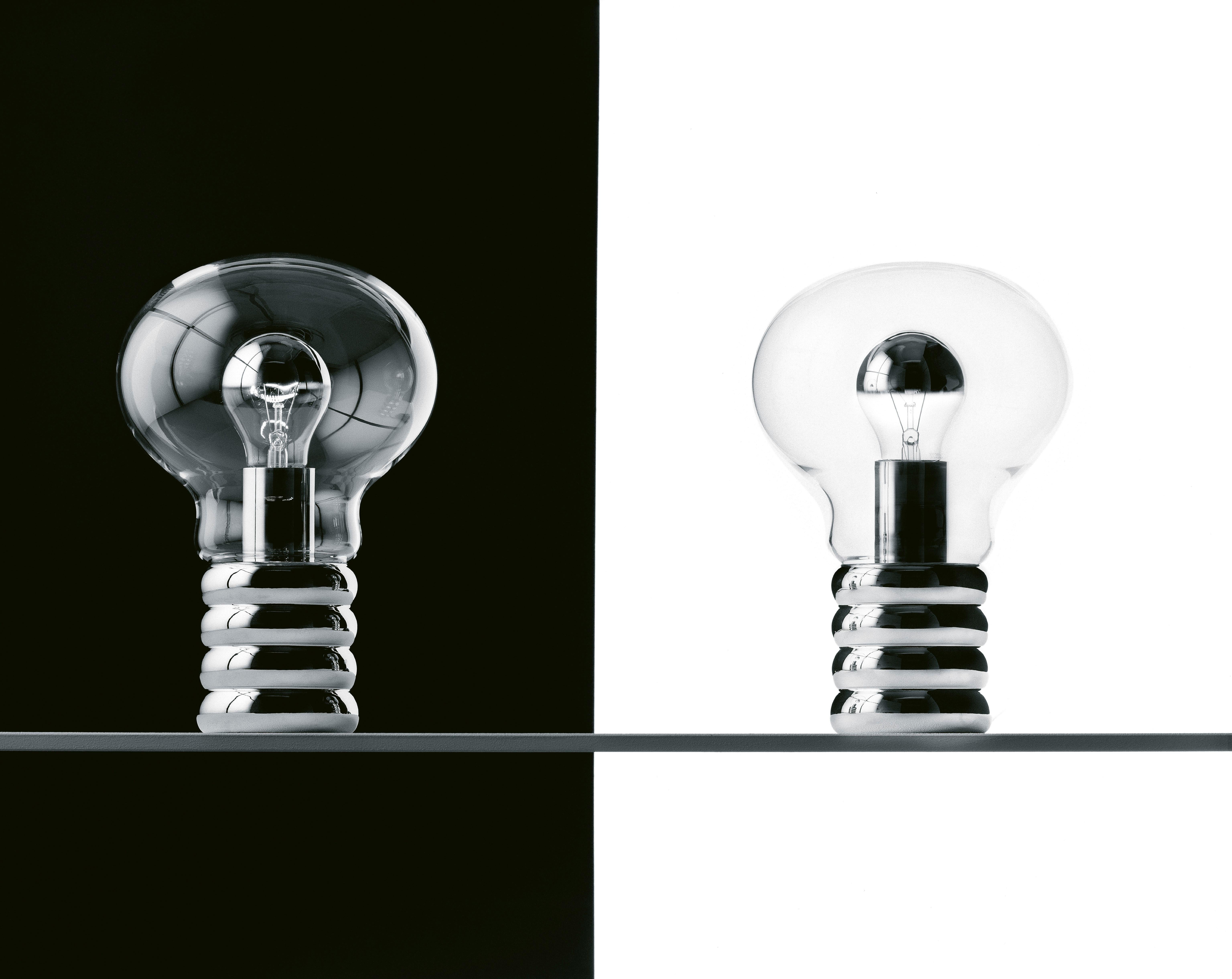 Tischlampe „Bulb“ aus mundgeblasenem Murano-Kristallglas in Chrom für Ingo Maurer (Deutsch) im Angebot