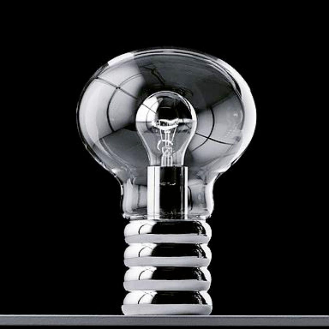 'Bulb' Hand Blown Murano Crystal Glass Table Lamp in Chrome for Ingo Maurer In New Condition For Sale In Glendale, CA