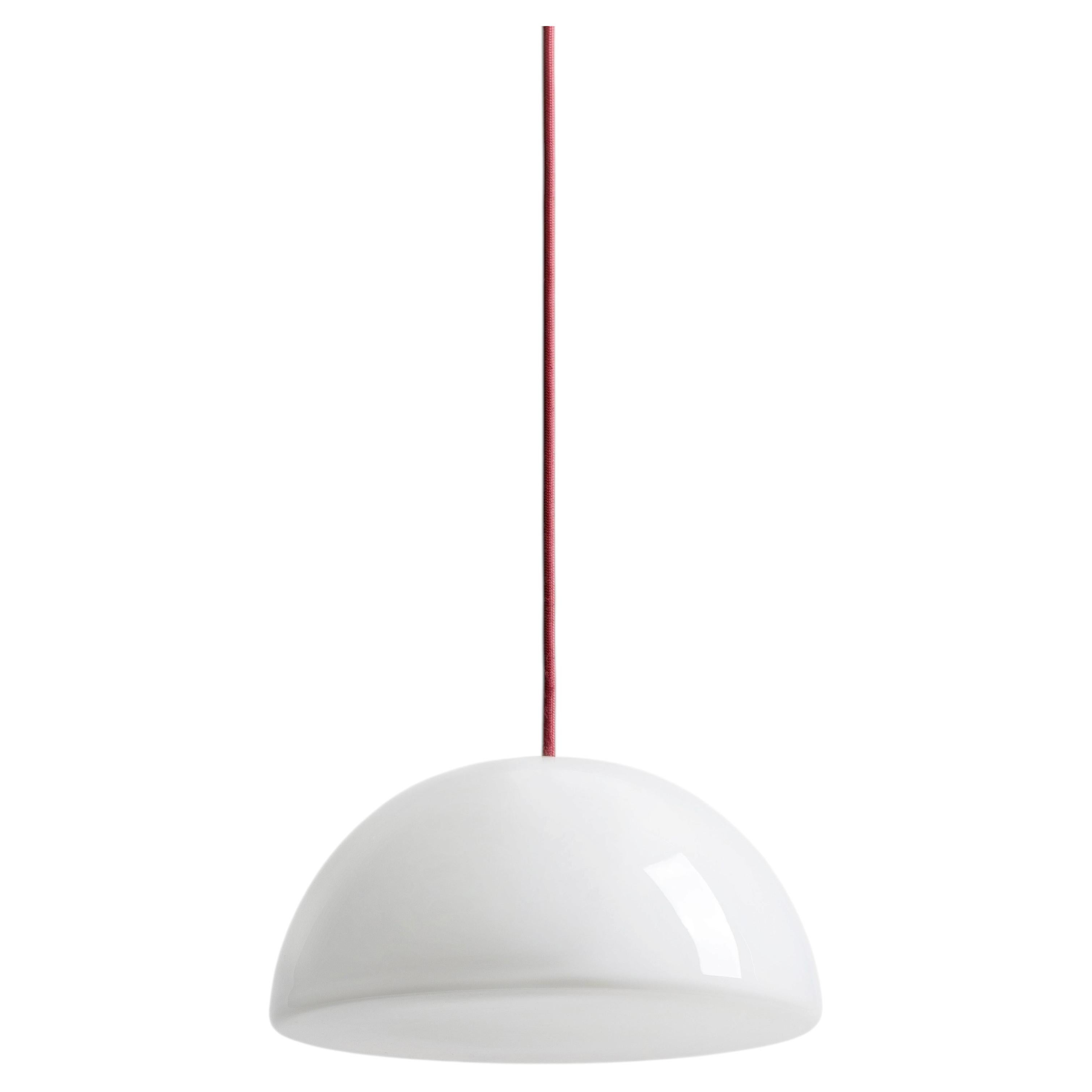 BULB Hemisphere Ceiling Lamp Medium with Dark Red Cable by Pedro Sottomayor