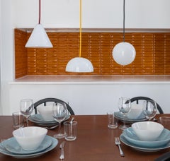 BULB Hemisphere Ceiling Lamp Small with Dark Red Cable by Pedro Sottomayor
