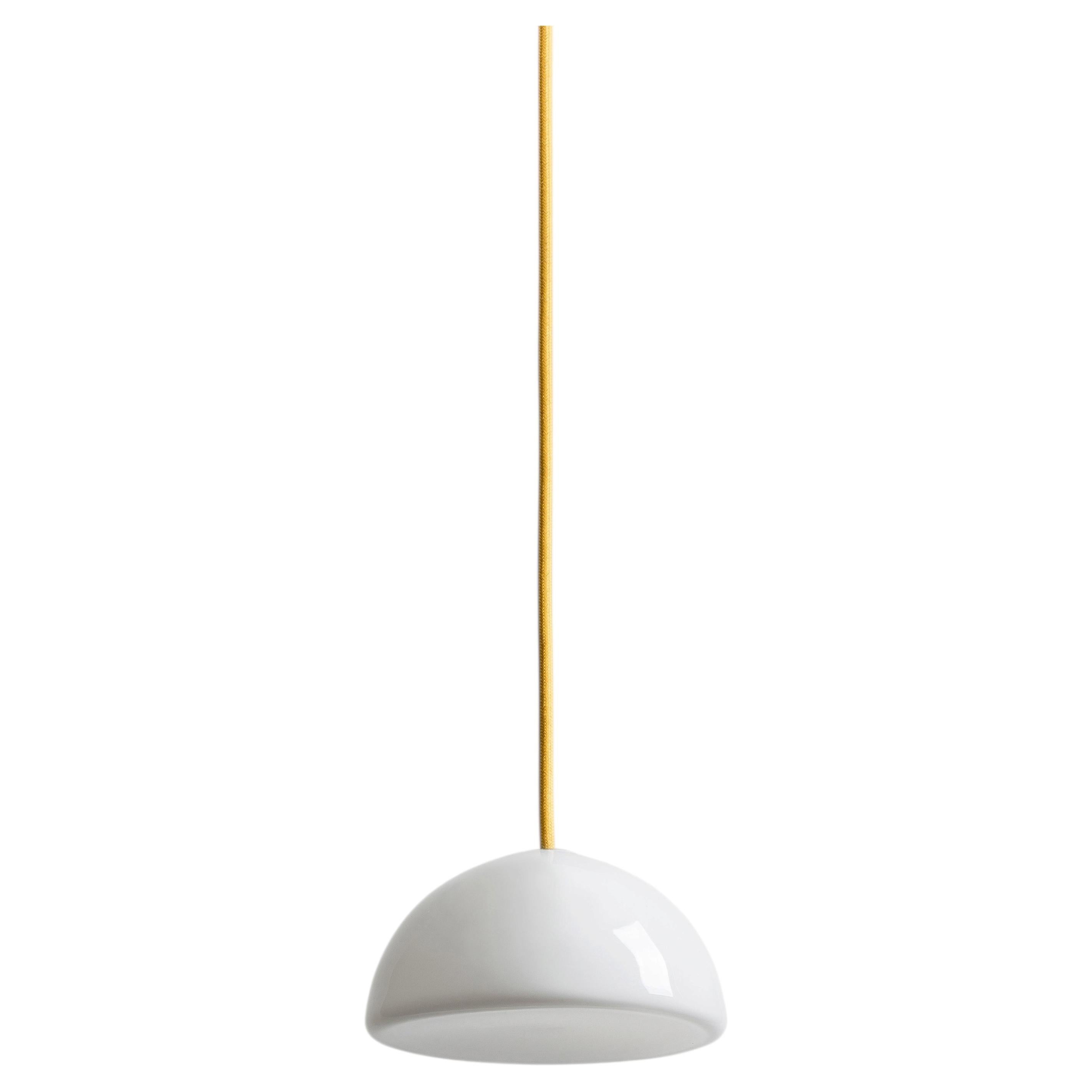 BULB Hemisphere Ceiling Lamp Small with Yellow Cable by Pedro Sottomayor