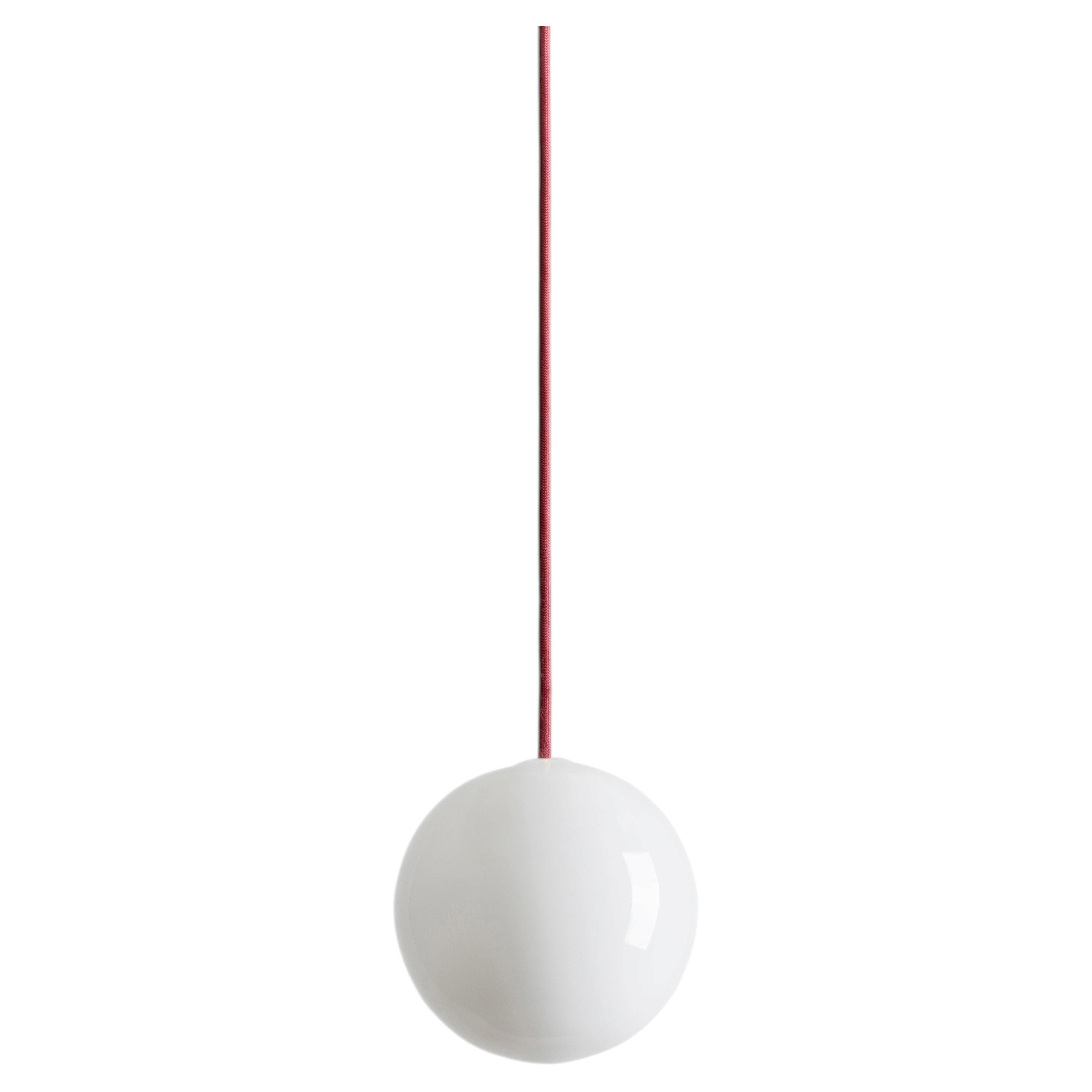 BULB Sphere Ceiling Lamp Small with Dark Red Cable by Pedro Sottomayor For Sale
