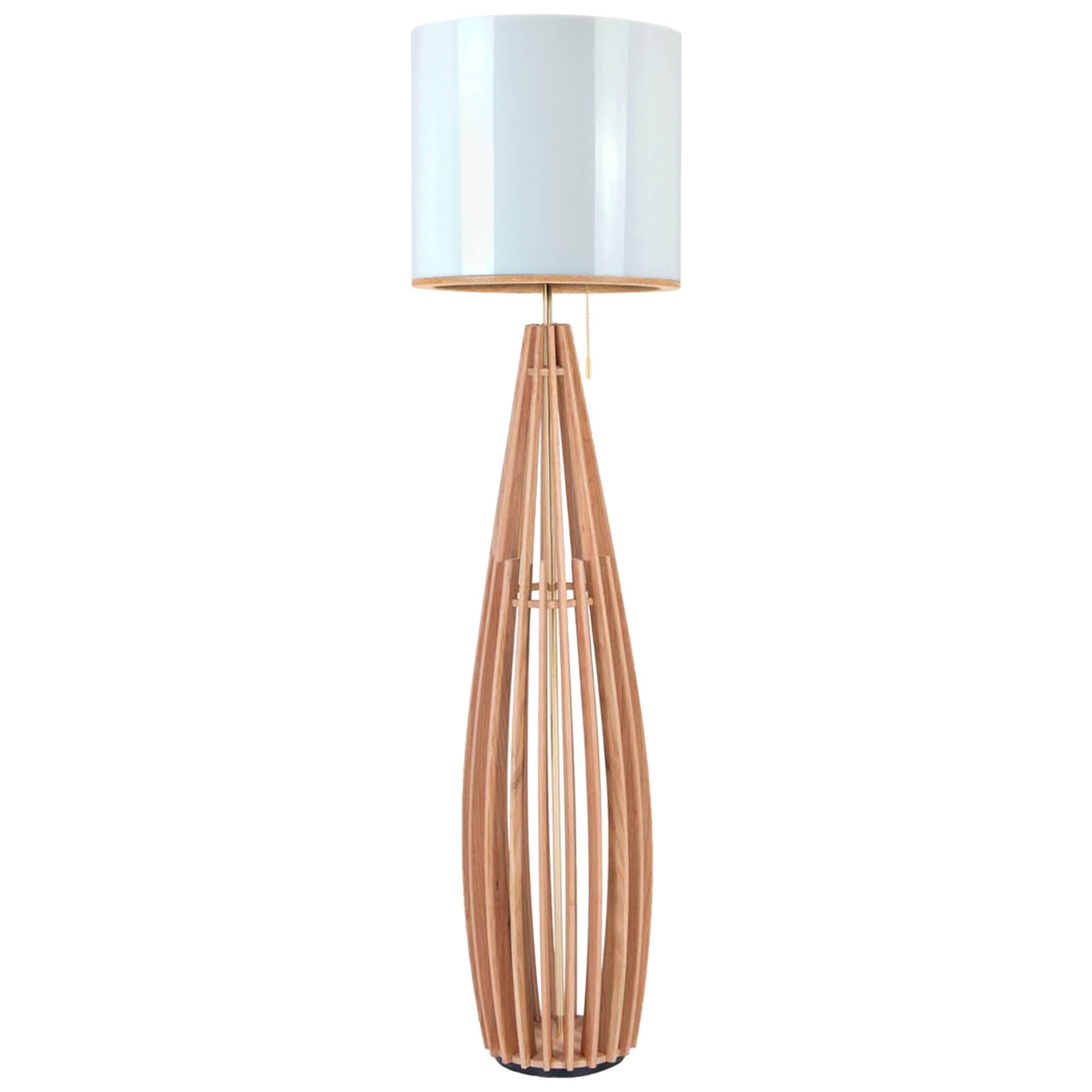 Bulbo Brazilian Contemporary Wood and Acrilic Floor Lamp by Lattoog