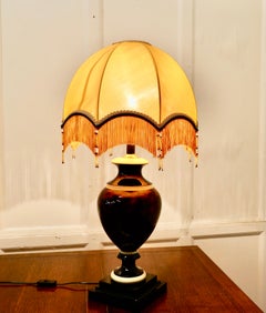 Bulbous Ceramic French Table Lamp with Dome Lampshade