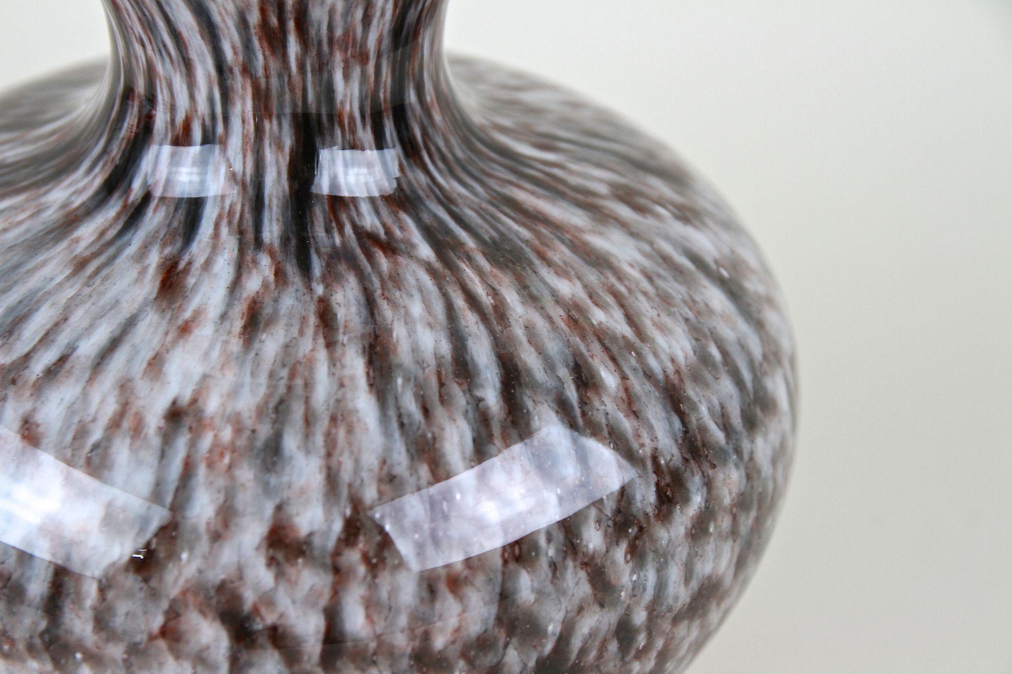 Bulbous Murano Glass Vase With Brown, Grey & Black Tones, Italy circa 1970 For Sale 6