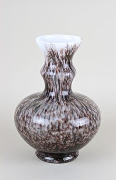 Bulbous Murano Glass Vase With Brown, Grey & Black Tones, Italy circa 1970
