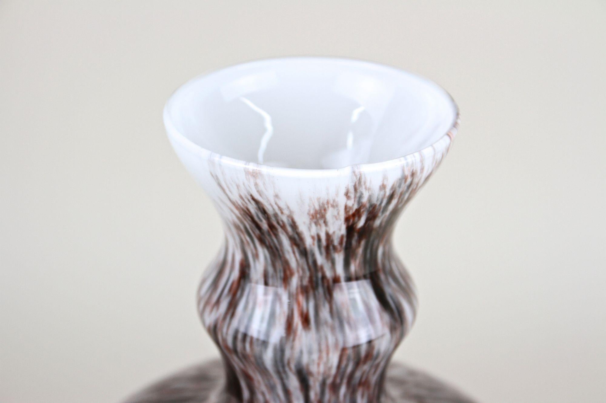 Italian Bulbous Murano Glass Vase With Brown, Grey & Black Tones, Italy circa 1970 For Sale