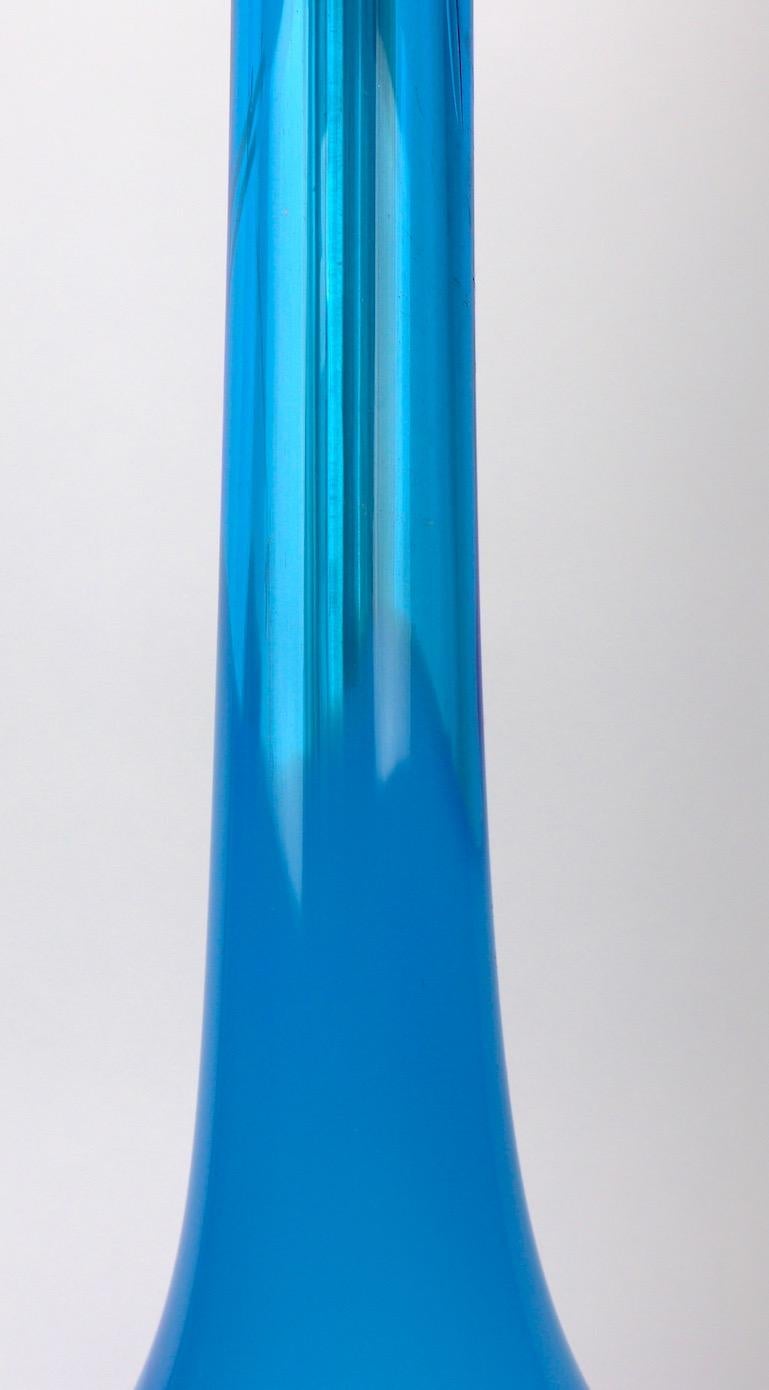  Bulbous Opaline Blue Glass Table Lamp 2