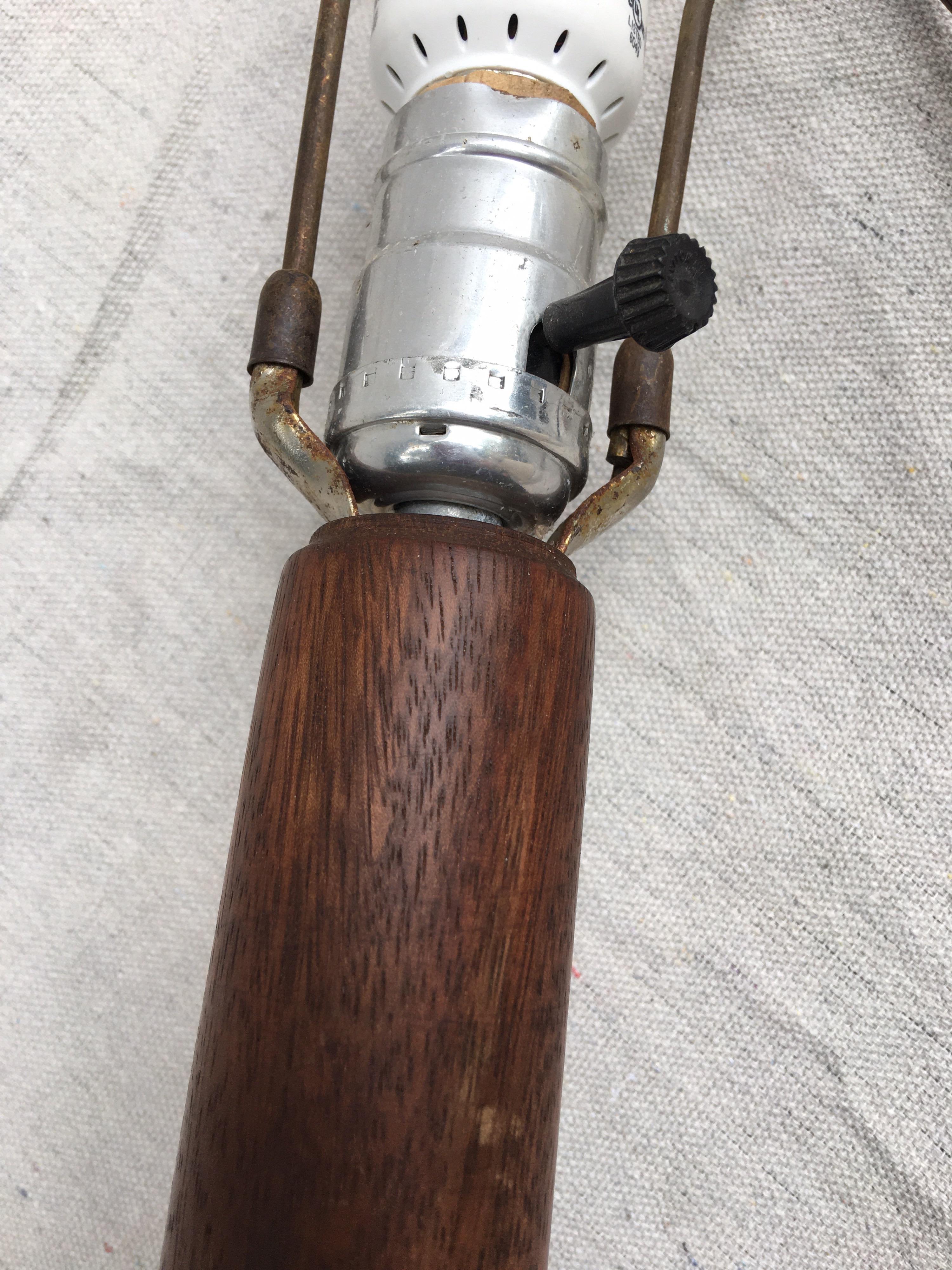 Mid-Century Modern Bulbous Teak Table Lamp