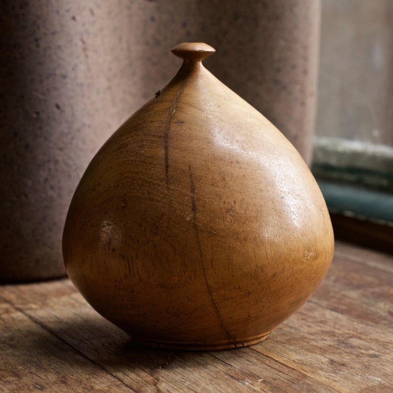 Bulbous Vintage Turned Wood Bud Vase Studio Craft Woodworker Midcentury