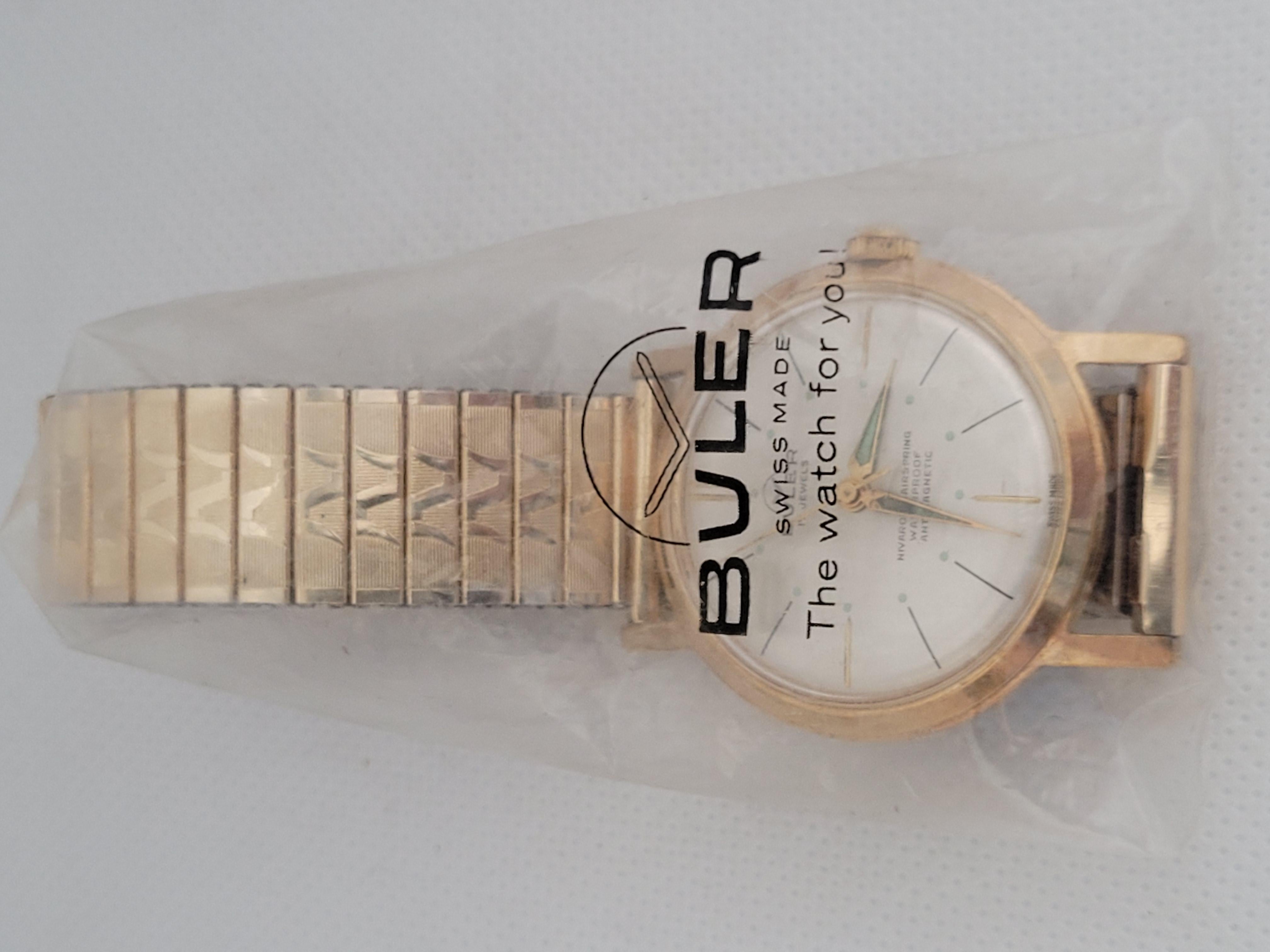 Buler Watch 1950s Working Stainless Steel Model #1197 17 Jewel Swiss 2