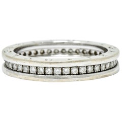 Bulgari 1.20 Carat Diamond 18 Karat White Gold Men's Unisex Eternity Band Ring