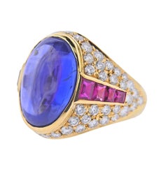 Bulgari 13.6 Carat Sapphire Diamond Ruby Gold Ring