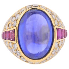 Bulgari 13.6 Carat Sapphire Diamond Ruby Gold Ring