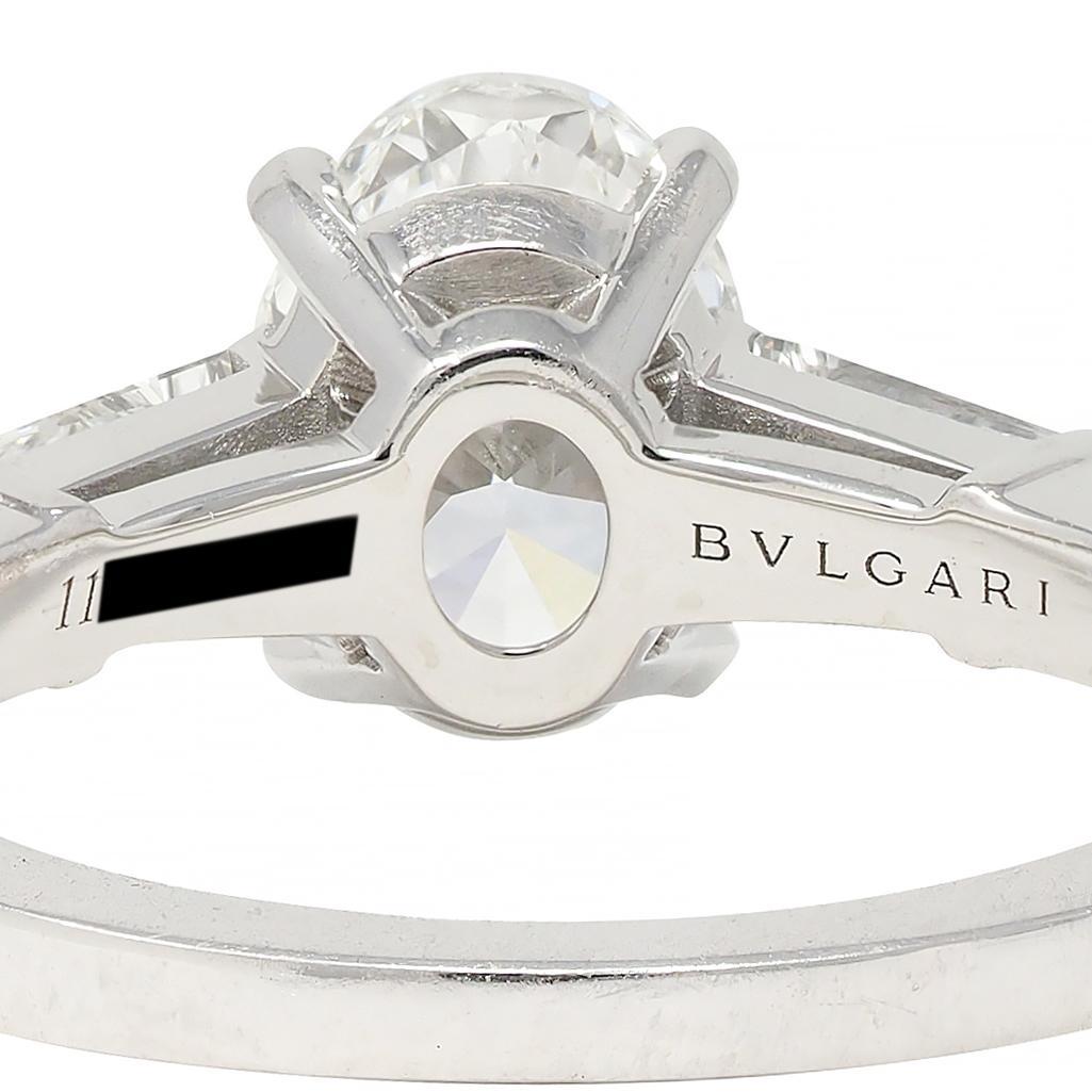 Bulgari 1.36 CTW Oval Cut Diamond Platinum Contemporary Engagement Ring GIA For Sale 9