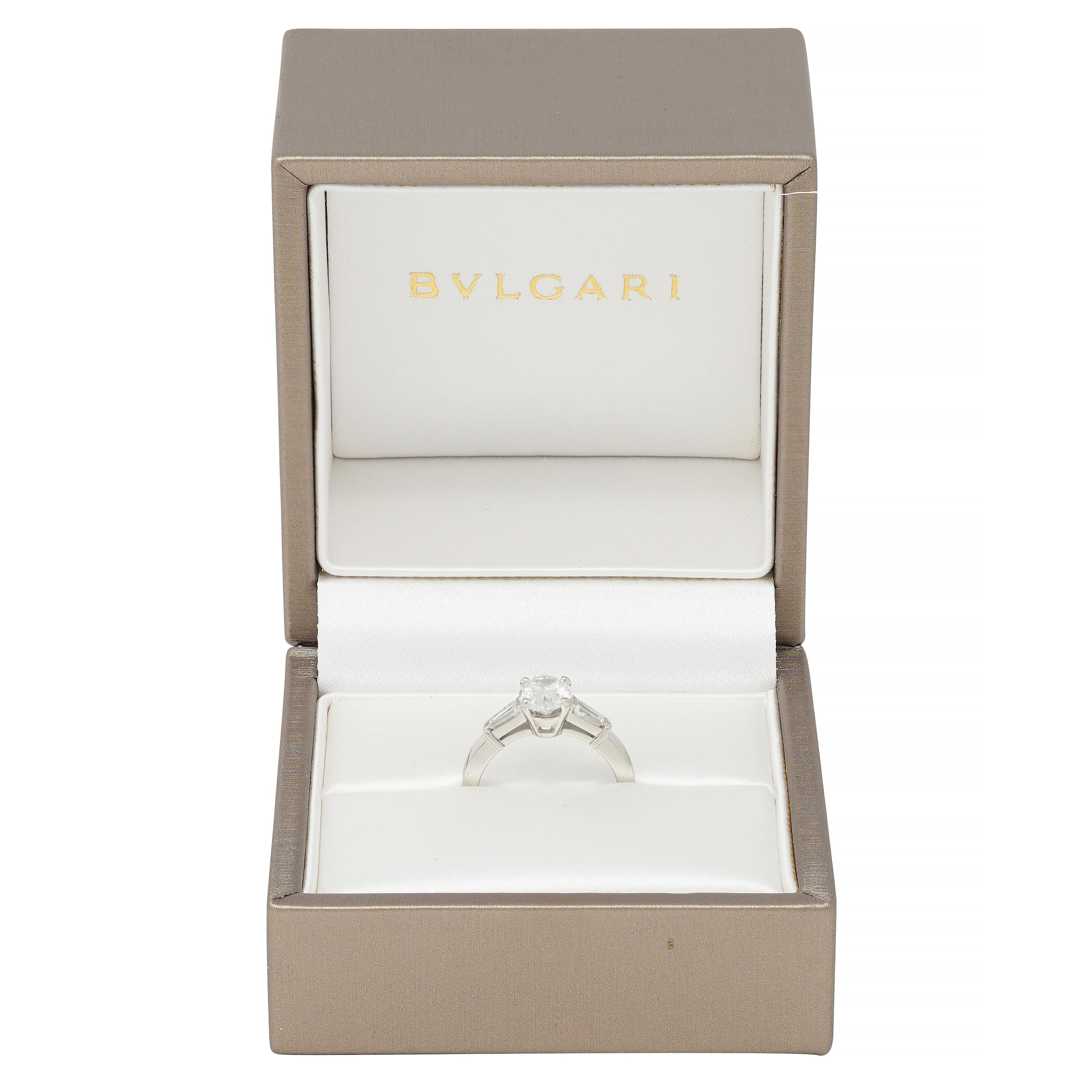 Bulgari 1.36 CTW Oval Cut Diamond Platinum Contemporary Engagement Ring GIA In Excellent Condition For Sale In Philadelphia, PA