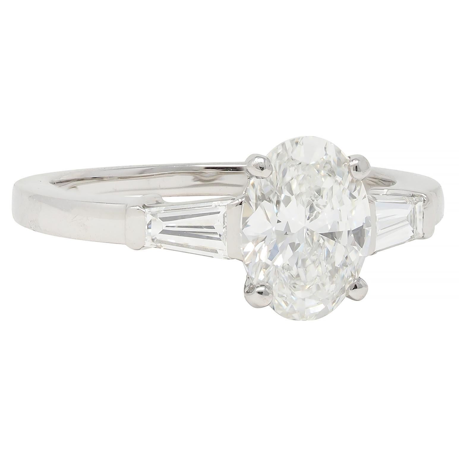 Women's or Men's Bulgari 1.36 CTW Oval Cut Diamond Platinum Contemporary Engagement Ring GIA For Sale