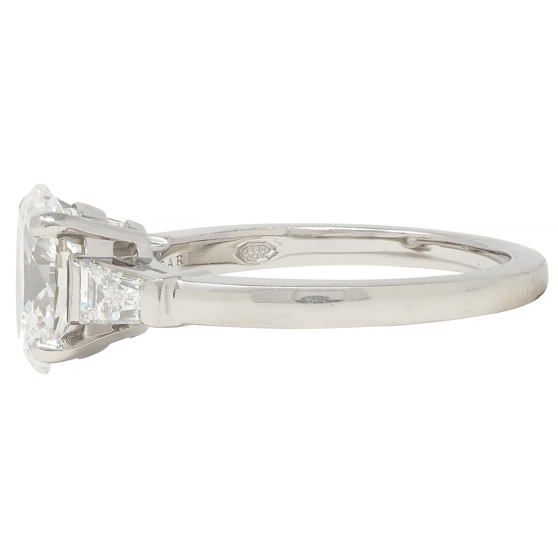 Bulgari 1.36 CTW Oval Cut Diamond Platinum Contemporary Engagement Ring GIA For Sale 3