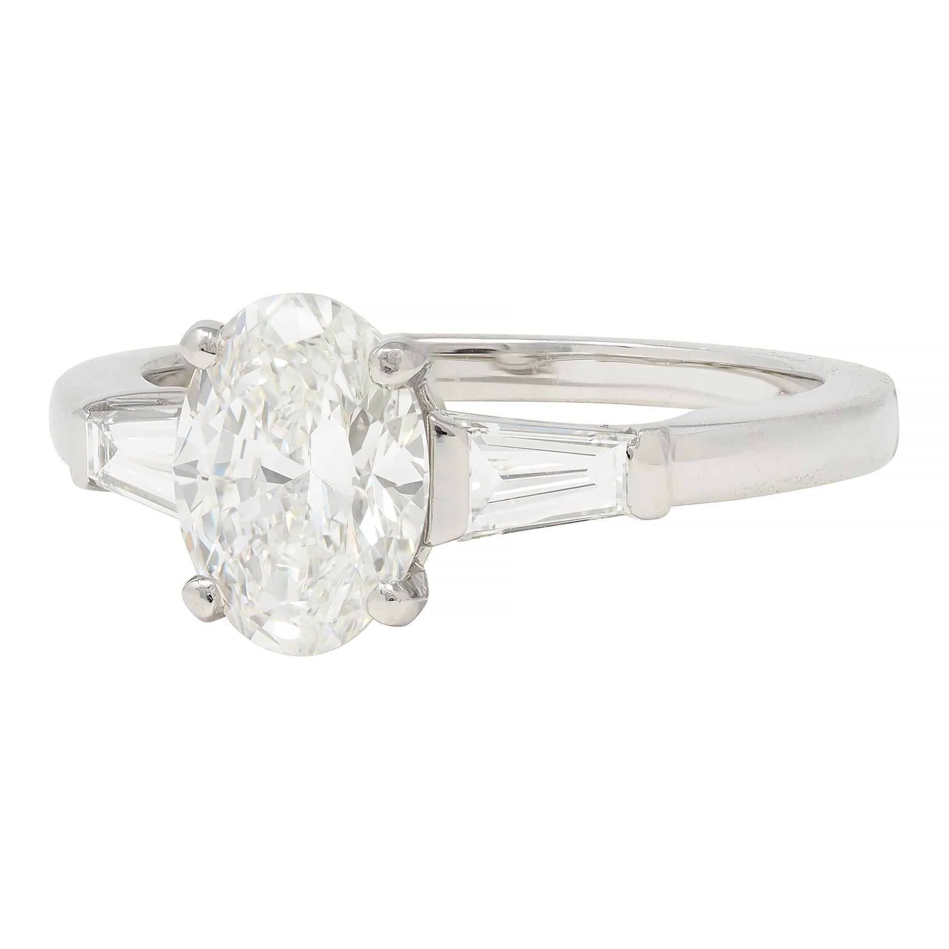 Bulgari 1.36 CTW Oval Cut Diamond Platinum Contemporary Engagement Ring GIA For Sale 4