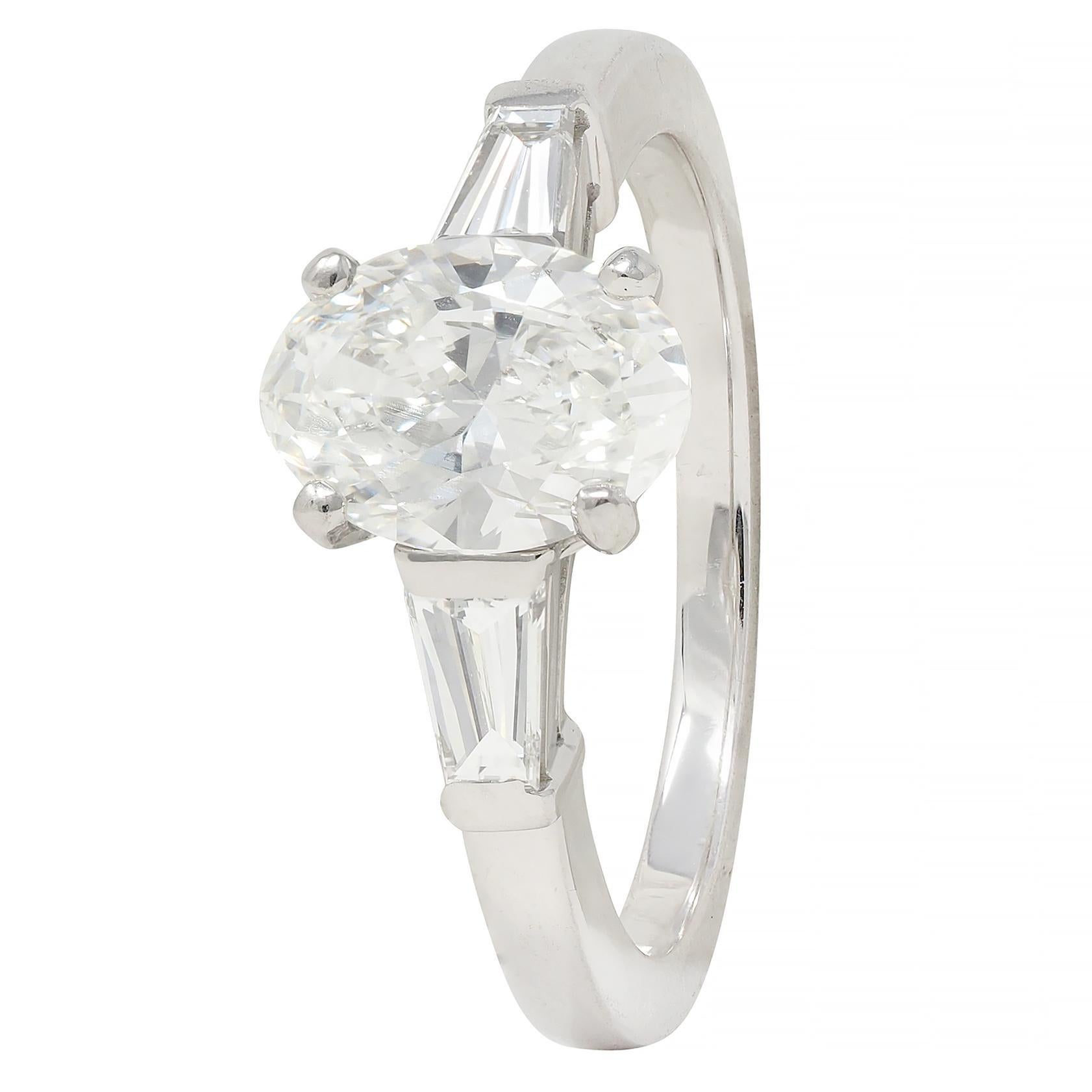 Bulgari 1.36 CTW Oval Cut Diamond Platinum Contemporary Engagement Ring GIA For Sale 5