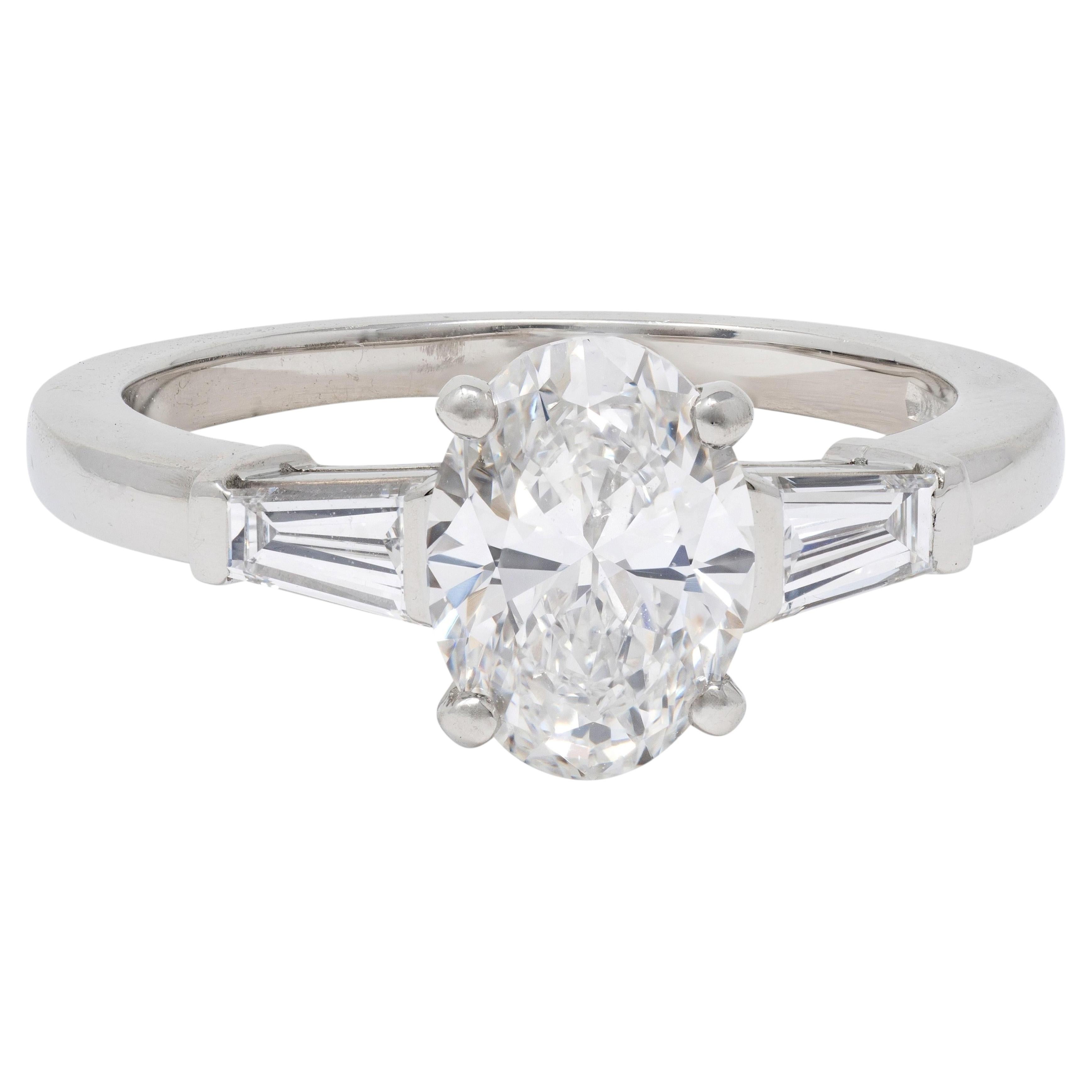 Bulgari 1.36 CTW Oval Cut Diamond Platinum Contemporary Engagement Ring GIA (bague de fiançailles contemporaine en platine)