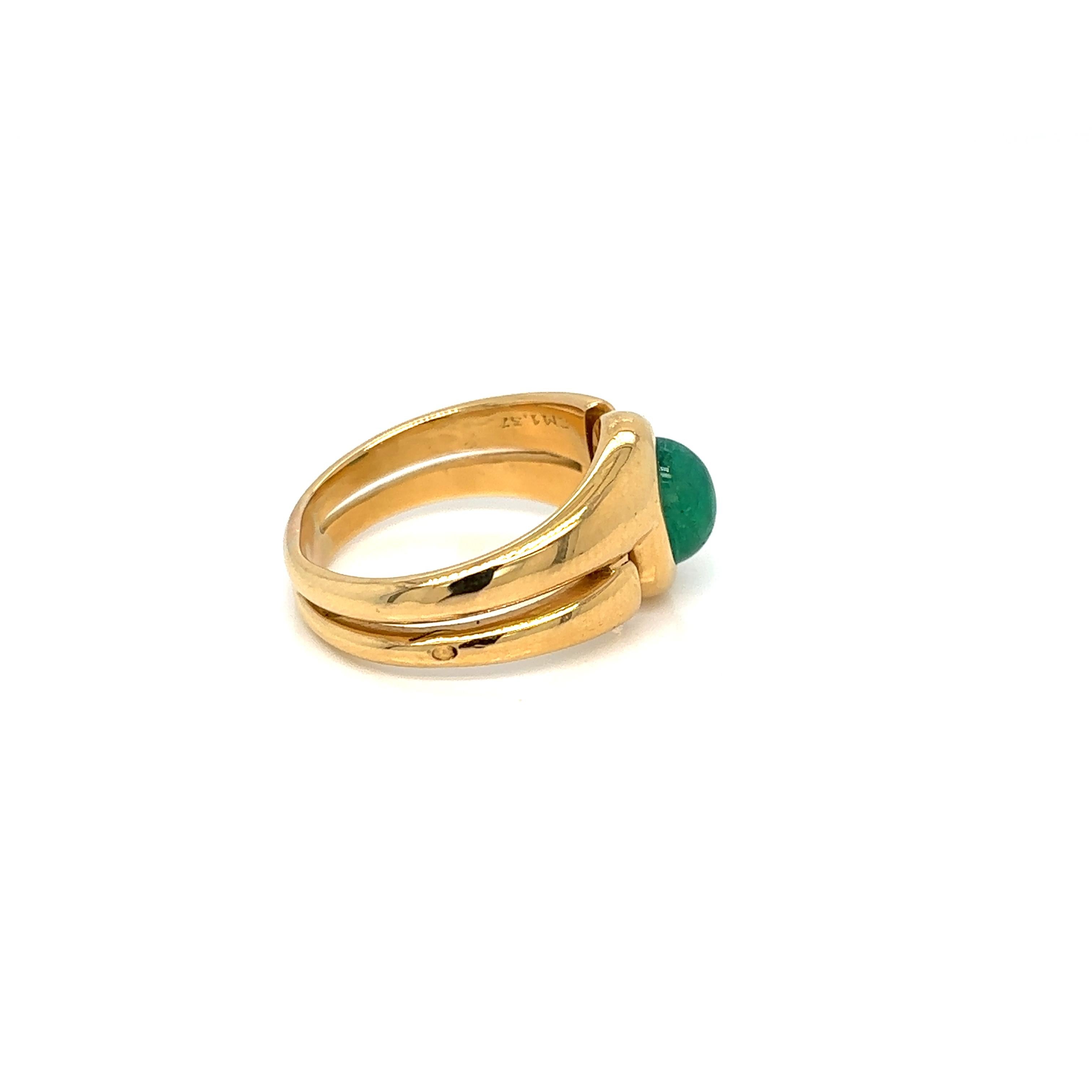 Cabochon Bulgari 1.37 Carat Colombia Emerald Vintage Ring
