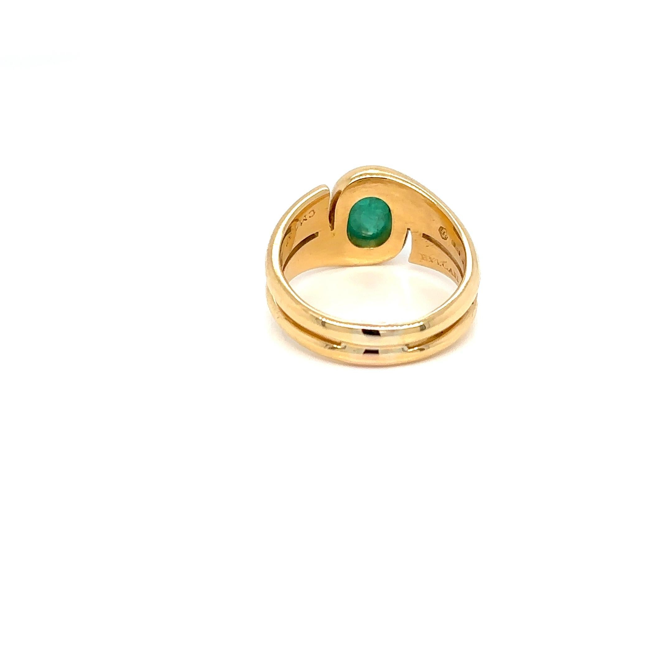 Bulgari 1.37 Carat Colombia Emerald Vintage Ring 3