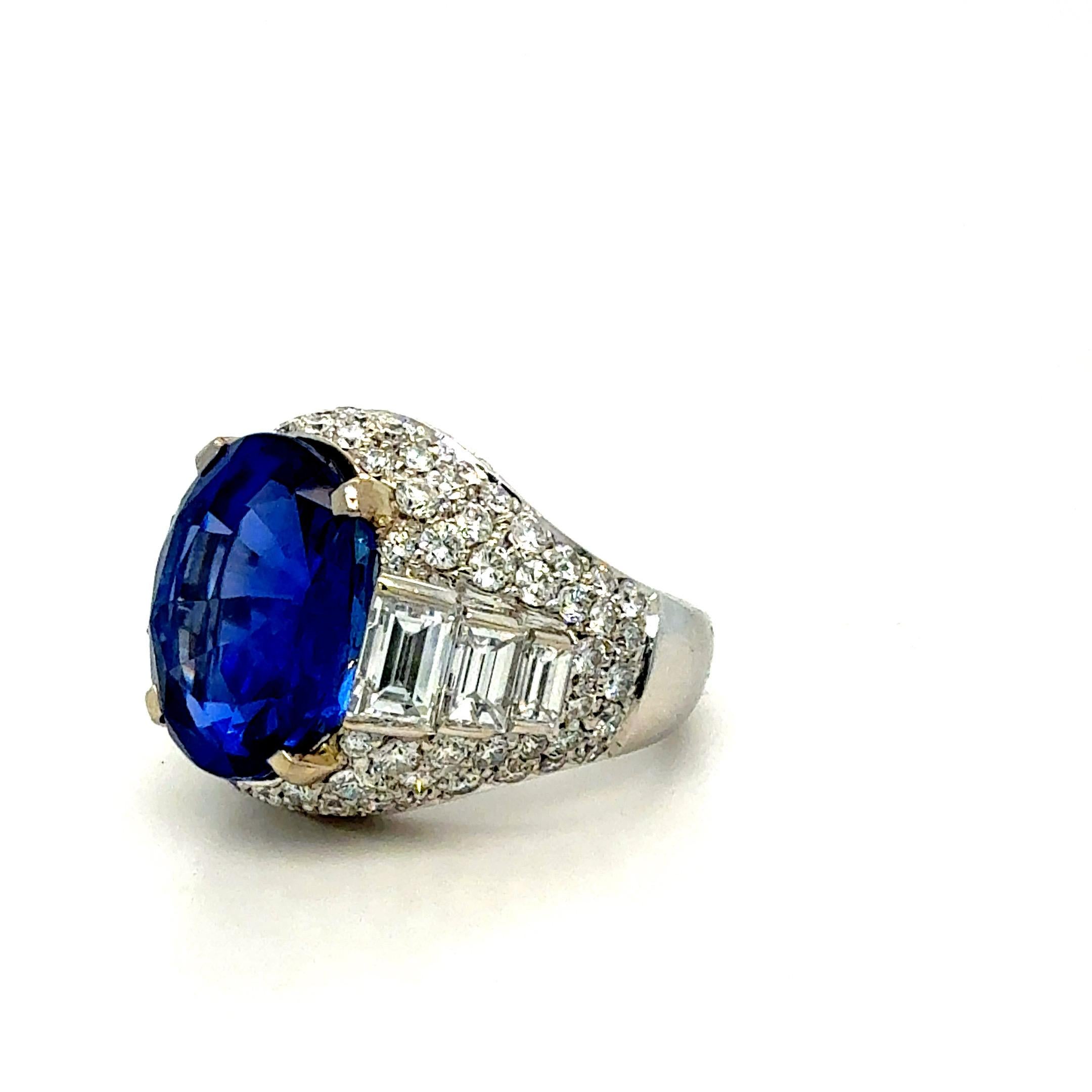Bulgari 14,03ct SSEF & GRS zertifiziert Blauer Saphir Ceylon keine Hitze Ring im Zustand „Hervorragend“ im Angebot in New York, NY