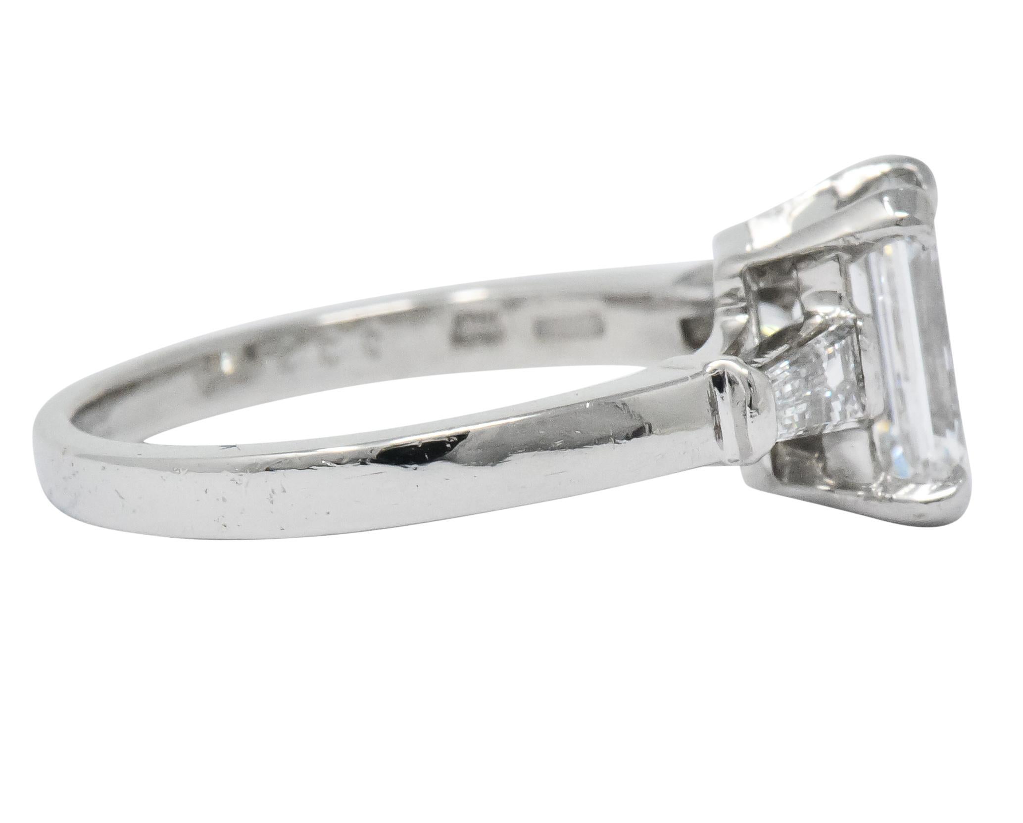 1 carat emerald cut diamond platinum ring
