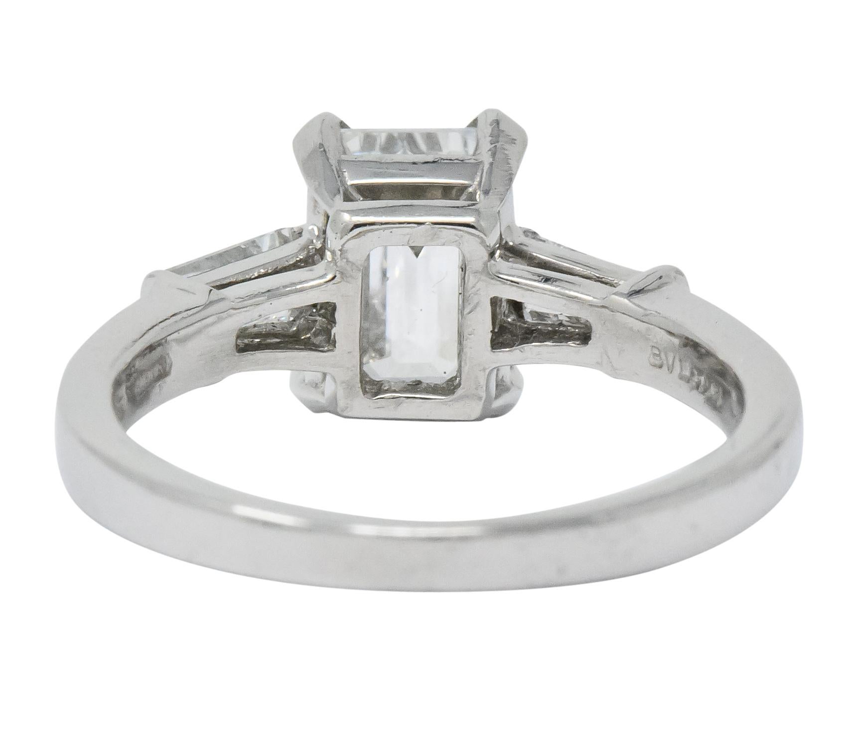 Bulgari 1.48 Carat Emerald Cut Diamond Platinum Engagement Ring GIA In Excellent Condition In Philadelphia, PA