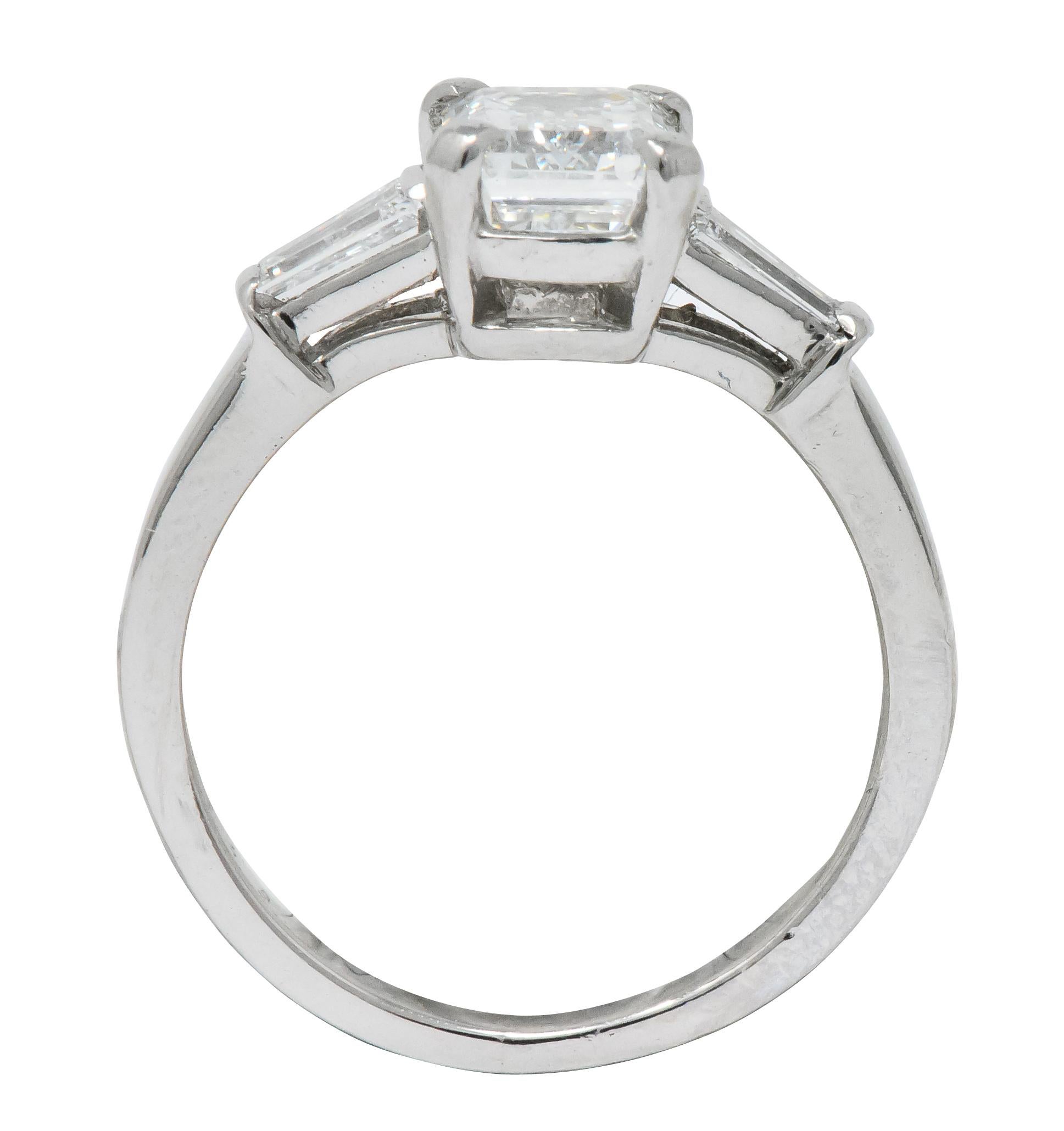 Women's or Men's Bulgari 1.48 Carat Emerald Cut Diamond Platinum Engagement Ring GIA