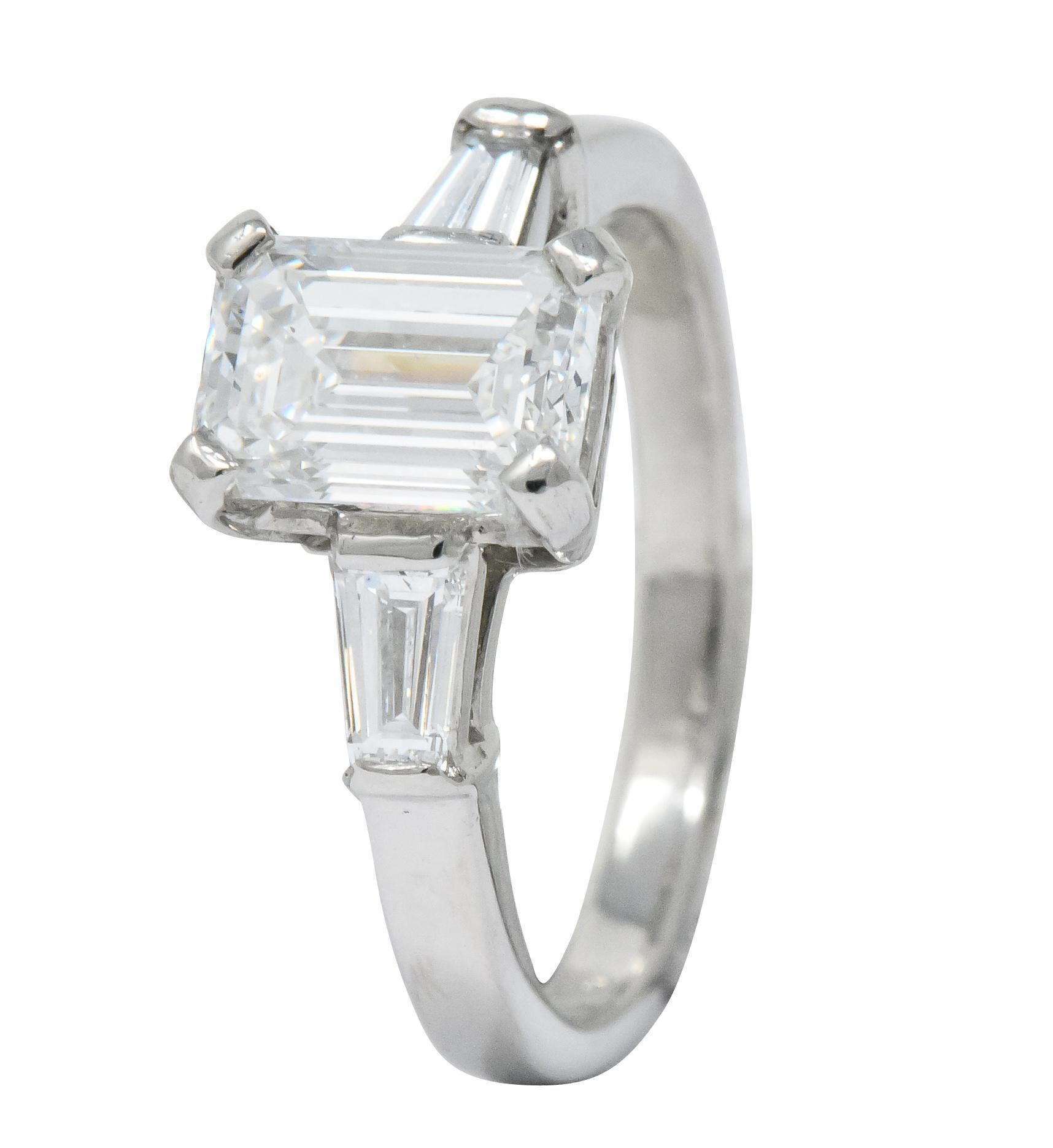 Bulgari 1.48 Carat Emerald Cut Diamond Platinum Engagement Ring GIA 1